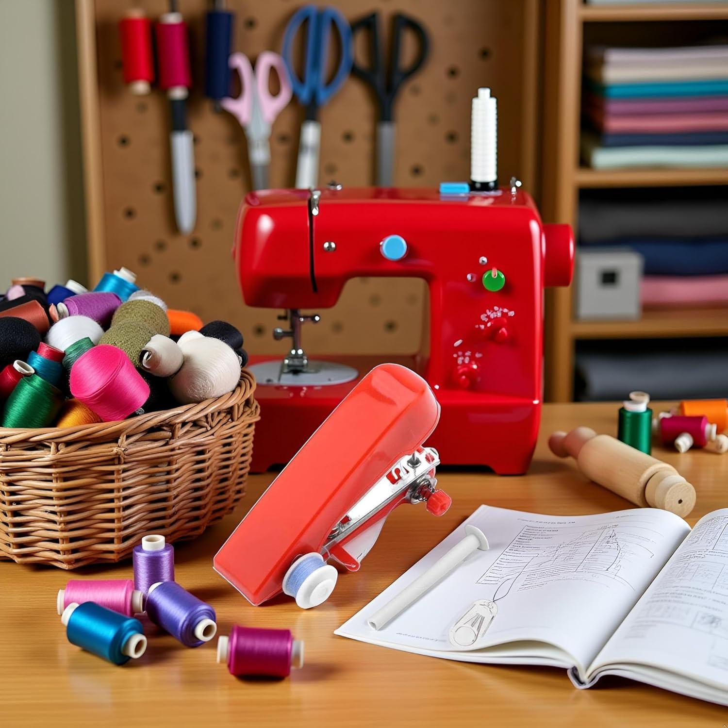 Máquina de Coser de Mano Mini Portátil Roja - Ideal para Viajes