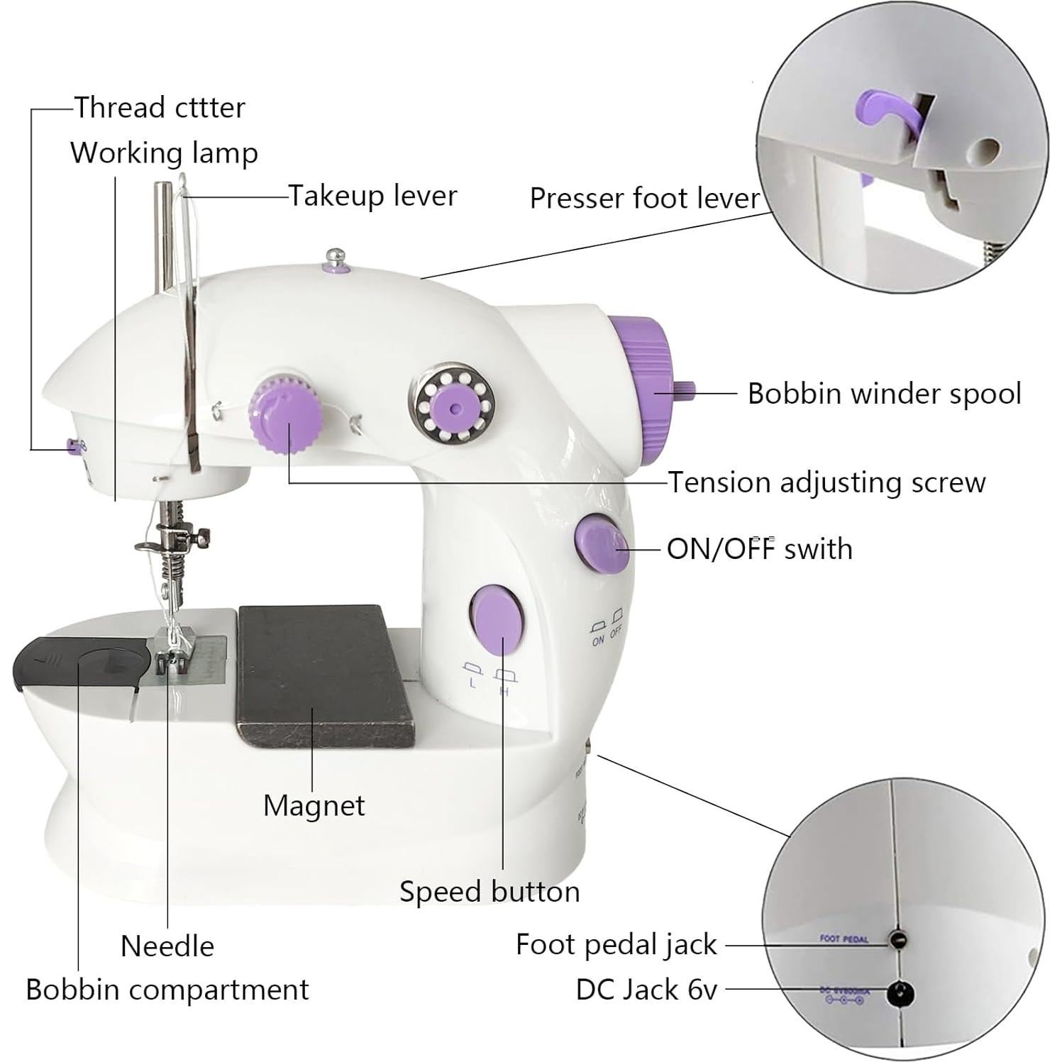 Máquina de Coser Profesional para Principiantes con Accesorios