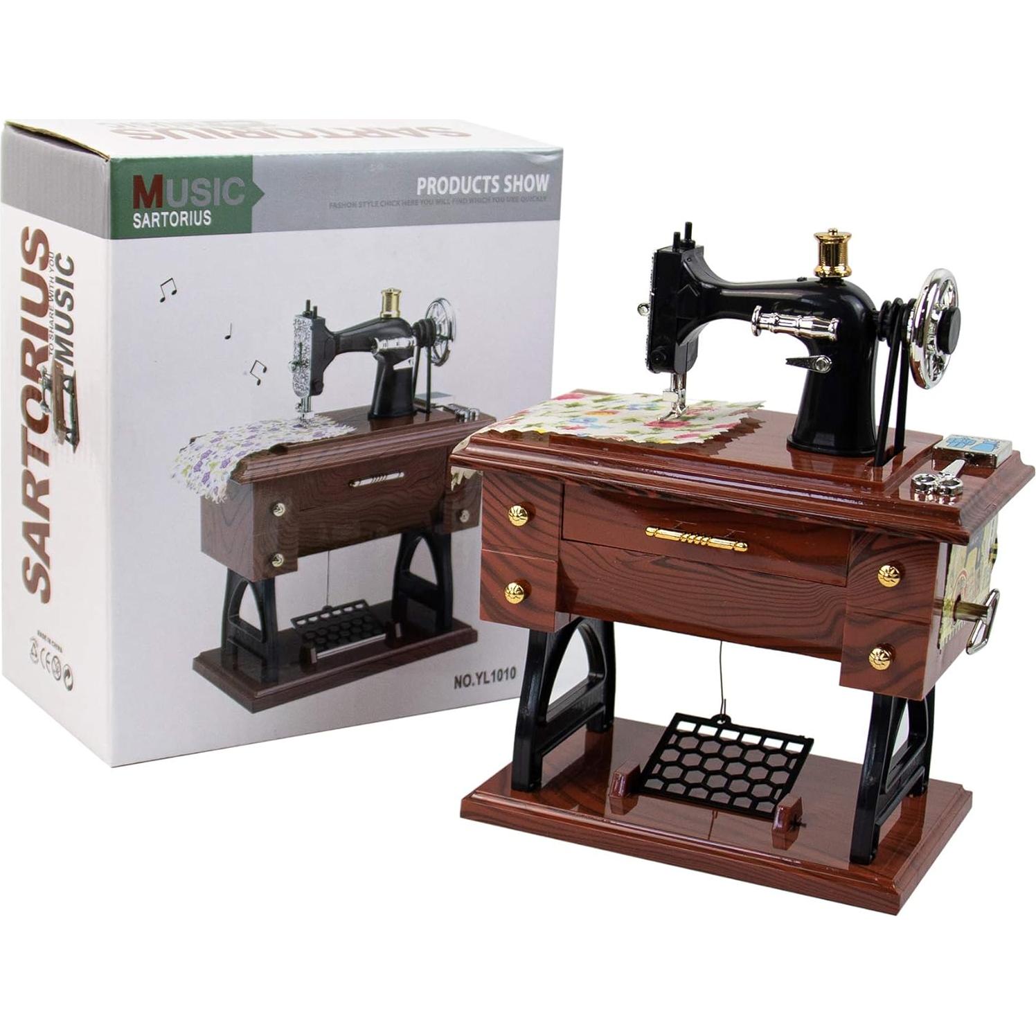 Caja de Música Mini Vintage AUEAR Máquina de Coser 16 cm