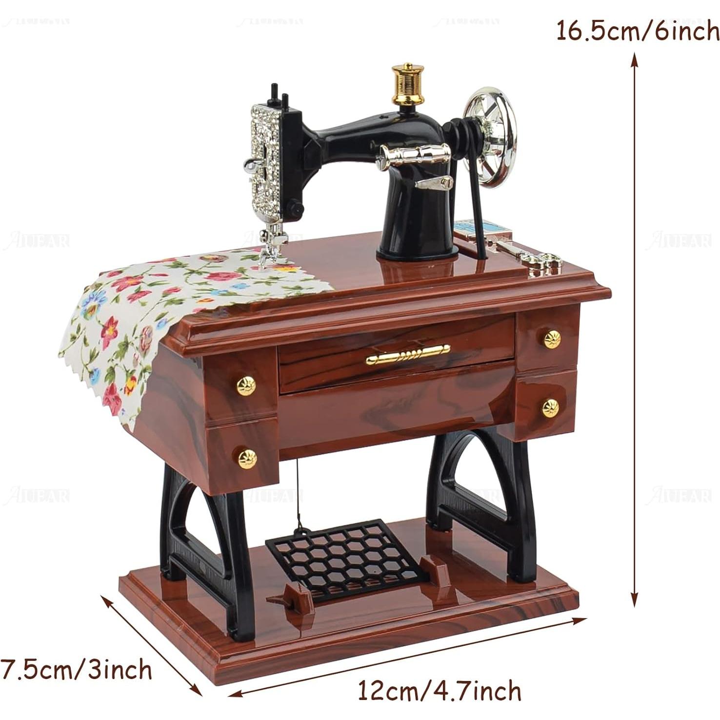 Caja de Música Mini Vintage AUEAR Máquina de Coser 16 cm
