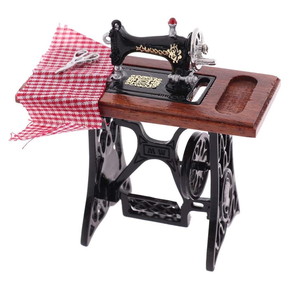 Mini Mueble Casa de Muñecas 1:12 Máquina de Coser Vintage