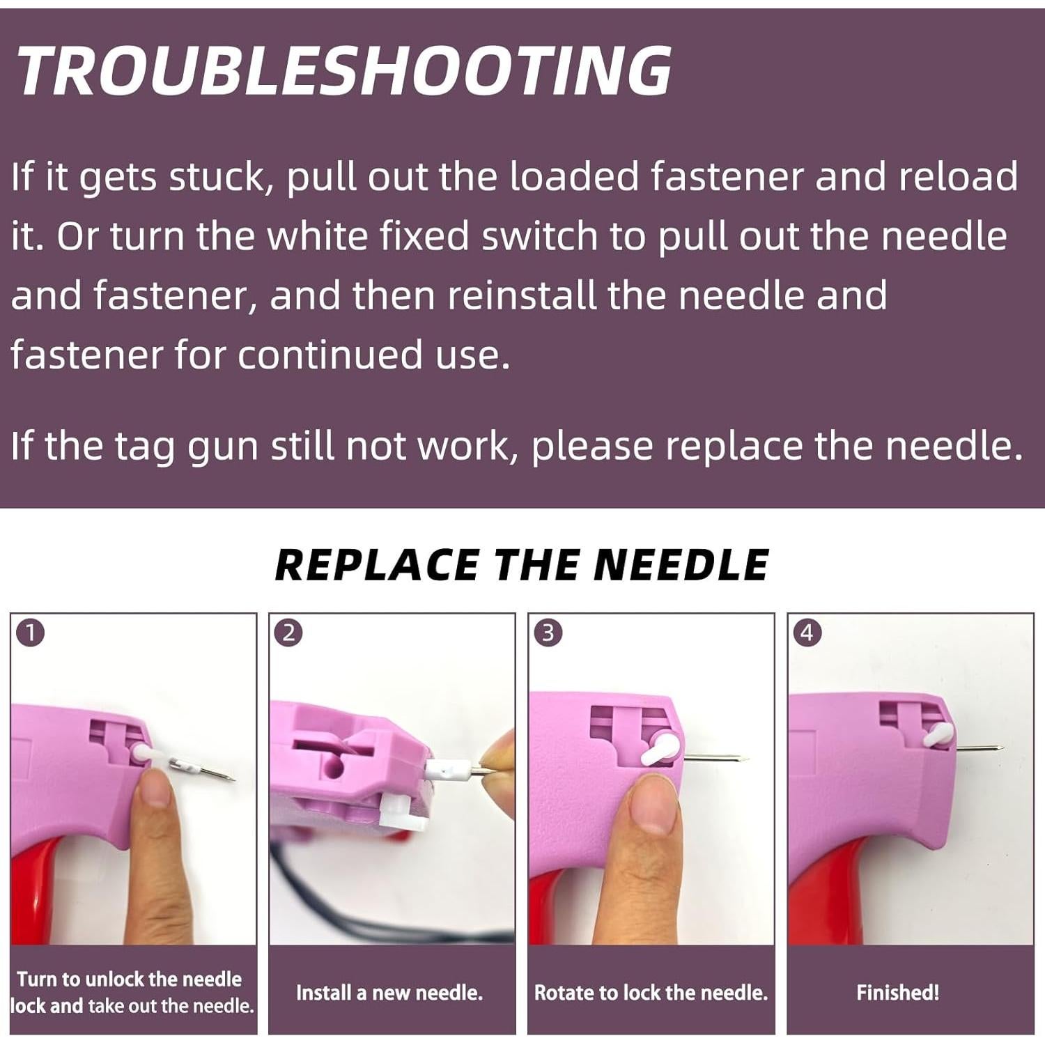 Kit Mini Pistola de Puntadas Finas SGMM5 Rosa - 6 Agujas y 1000 Sujetadores