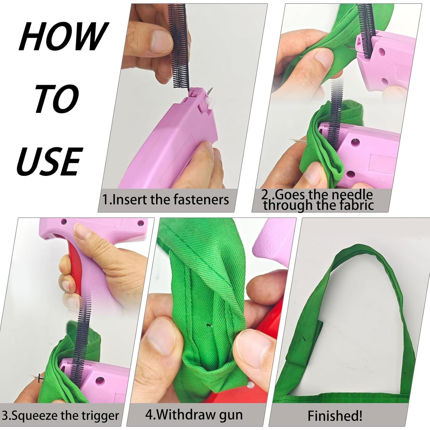 Kit Mini Pistola de Puntadas Finas SGMM5 Rosa - 6 Agujas y 1000 Sujetadores