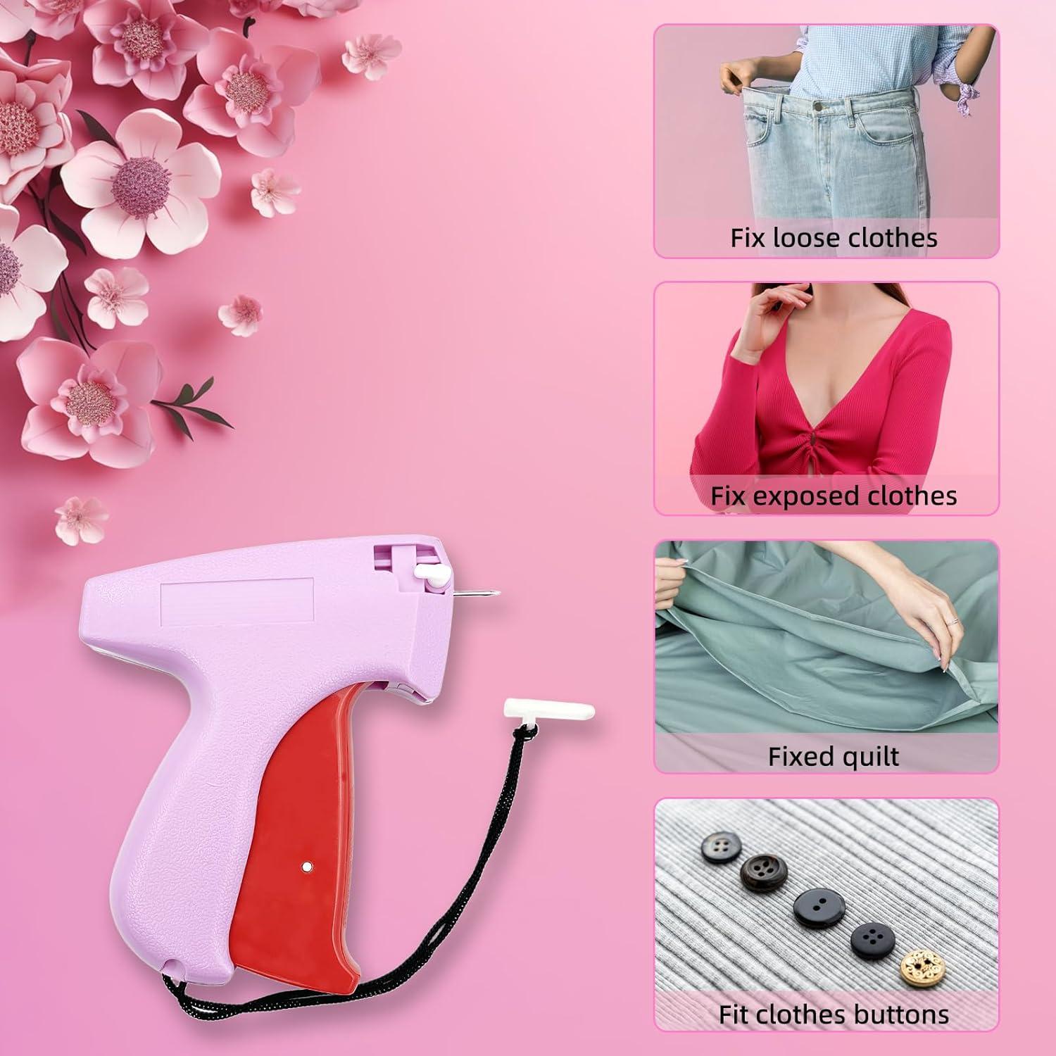 Kit Mini Pistola de Puntadas Finas SGMM5 Rosa - 6 Agujas y 1000 Sujetadores