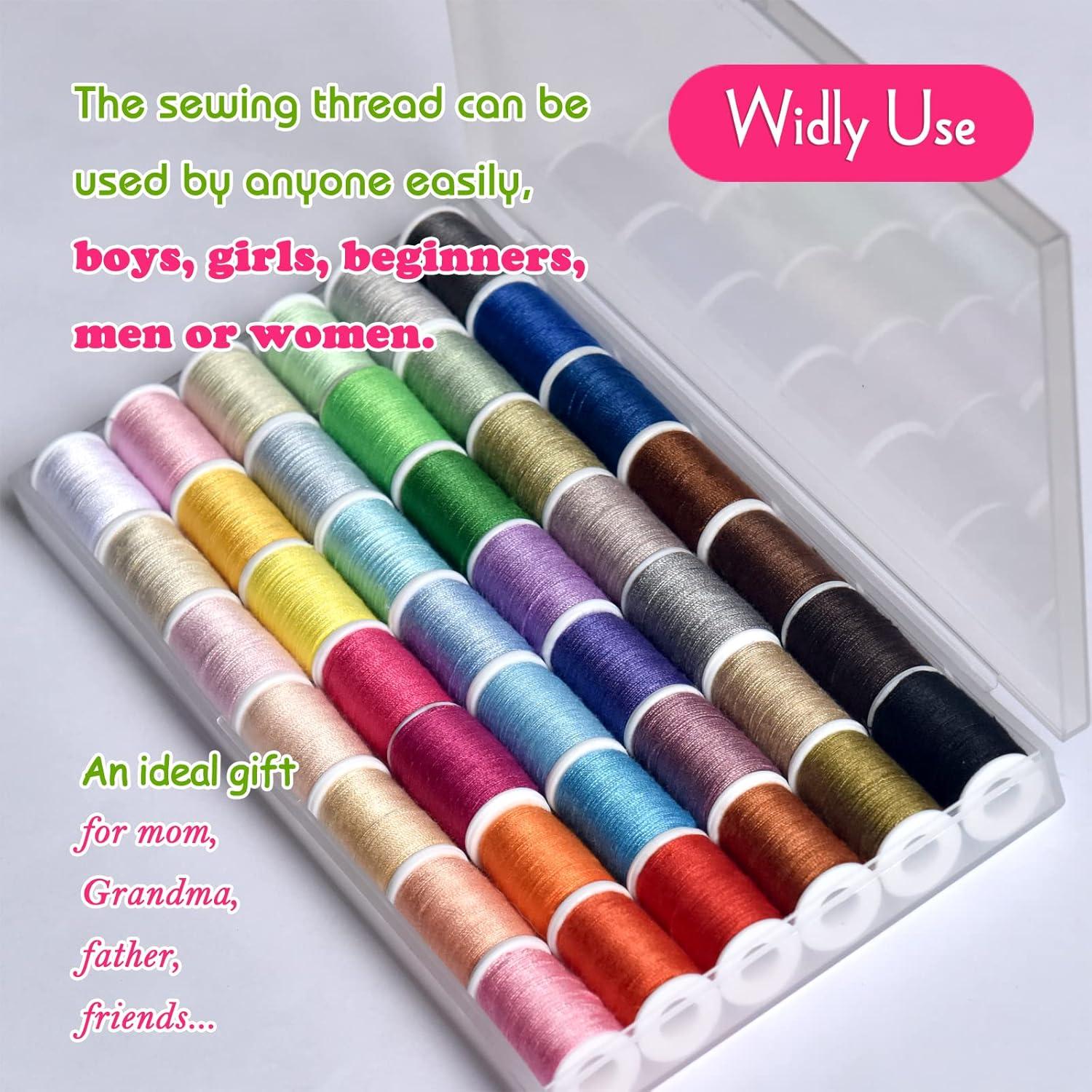 Juego de Hilos de Coser 42 Colores Arcoíris + Agujas y Enhebradores