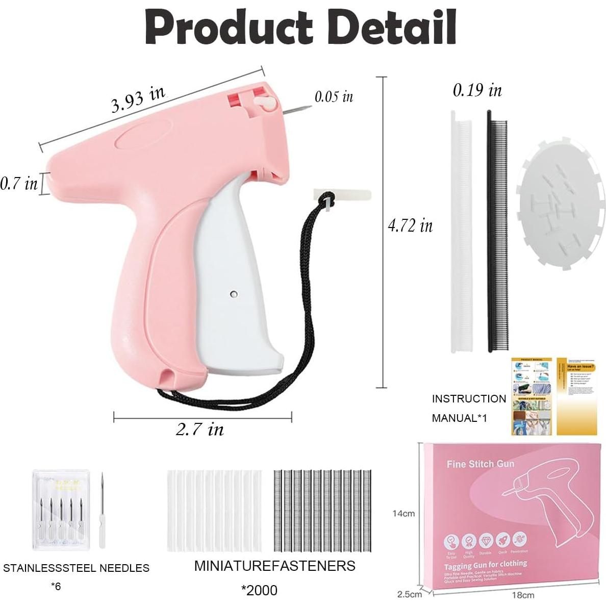 Pistola de Costura YSAIHGYT Rosa con 2000 Sujetadores 5mm