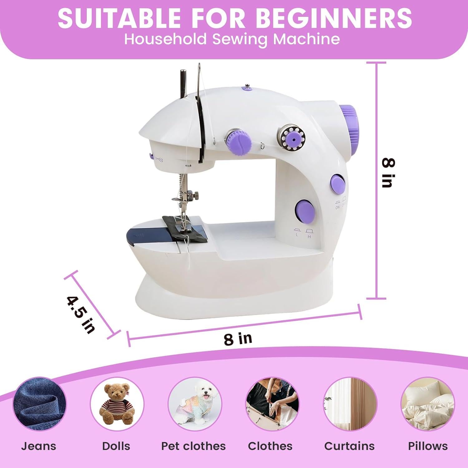 Máquina de Coser Portátil para Principiantes con Mesa y Luz LED