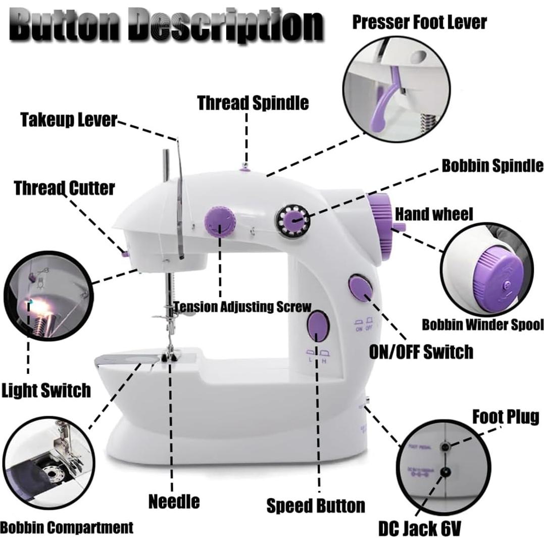 Mini Máquina de Coser Portátil Cuhubyup con Luz LED y Cortador