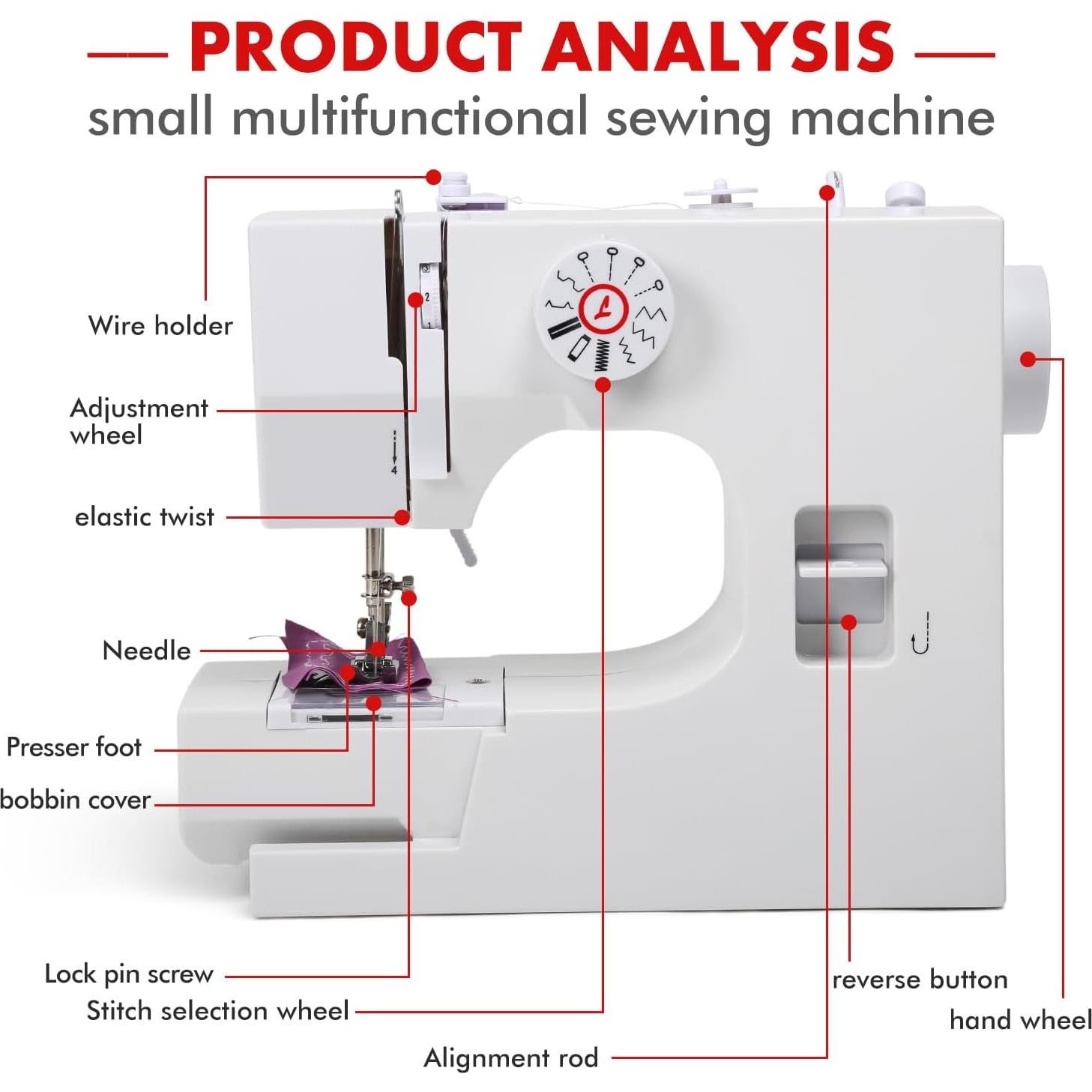 Máquina de Coser Eléctrica Mini Eatbuy 12 Puntadas Doble Velocidad