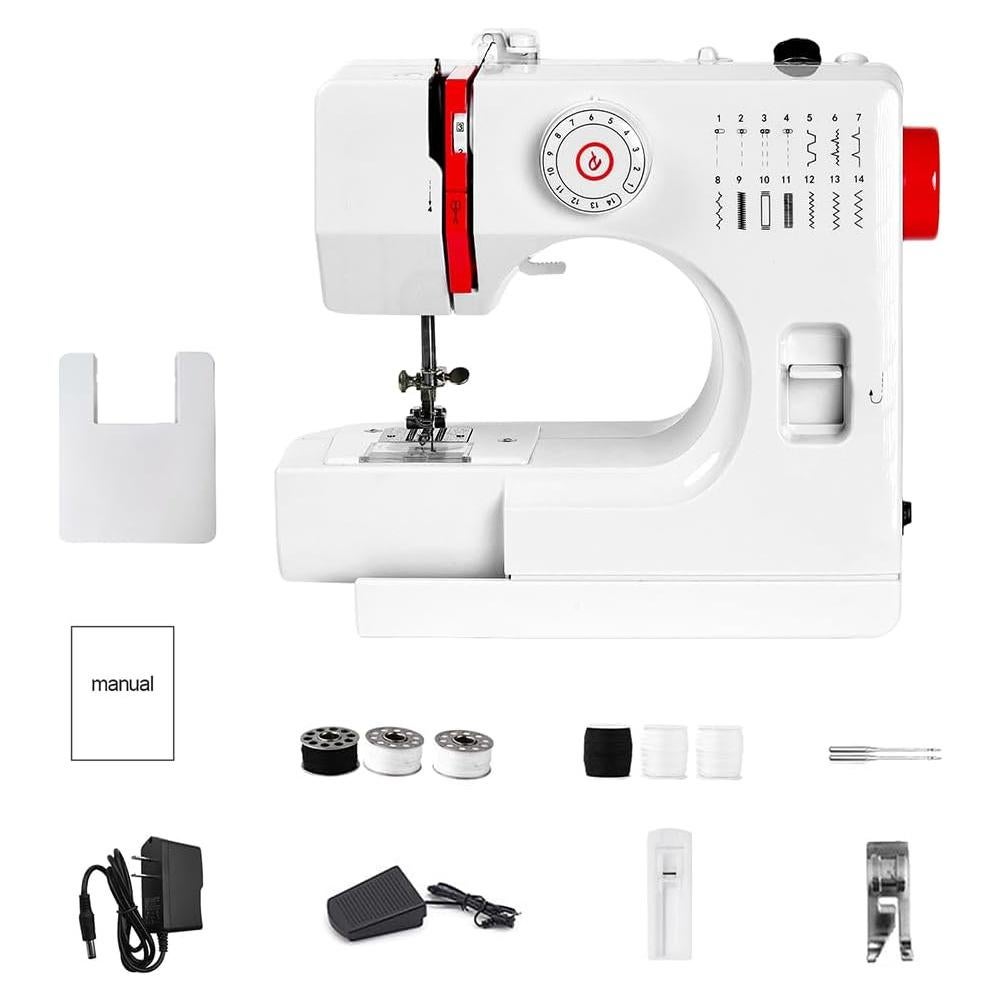 Mini Máquina de Coser Eléctrica Vanttokeey 14 Puntadas Blanca