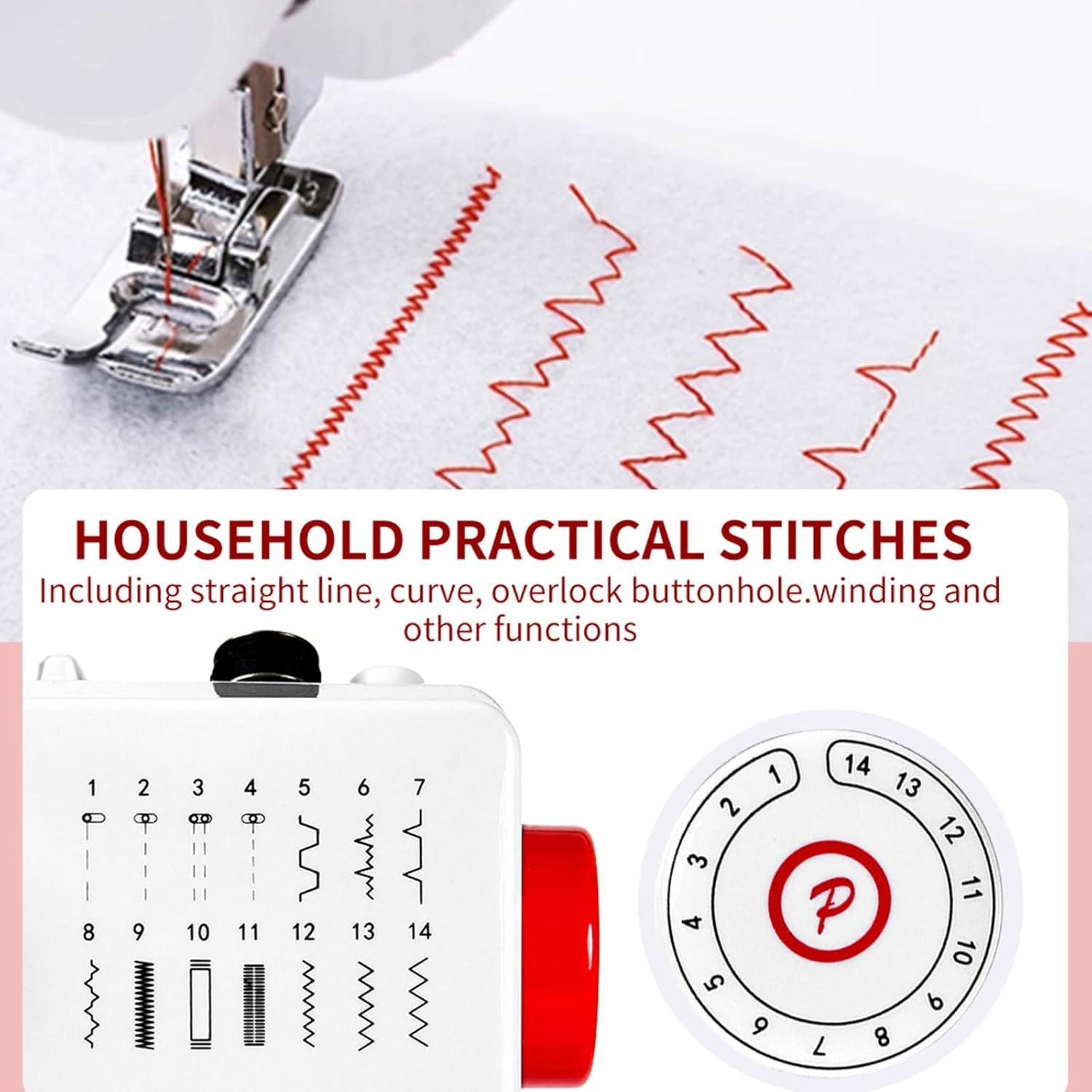 Mini Máquina de Coser Eléctrica Vanttokeey 14 Puntadas Blanca