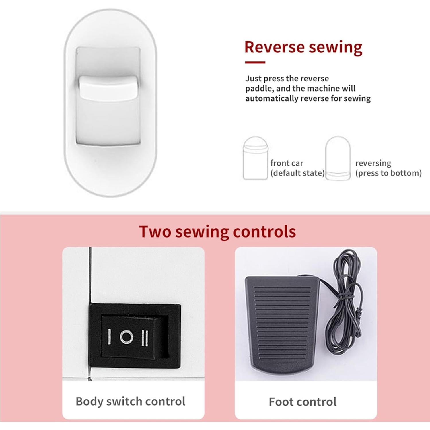 Mini Máquina de Coser Eléctrica Vanttokeey 14 Puntadas Blanca