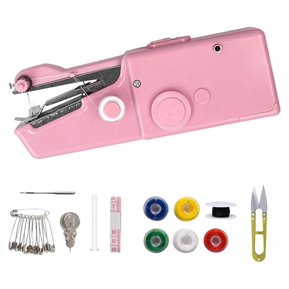 Máquina de Coser Portátil Mini PFRJ-A Rosa para Principiantes