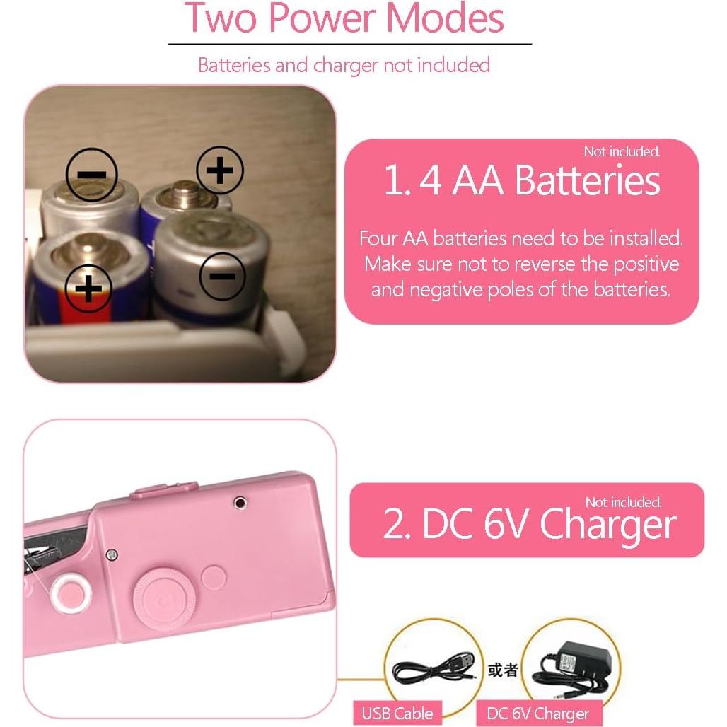 Máquina de Coser Portátil Mini PFRJ-A Rosa para Principiantes