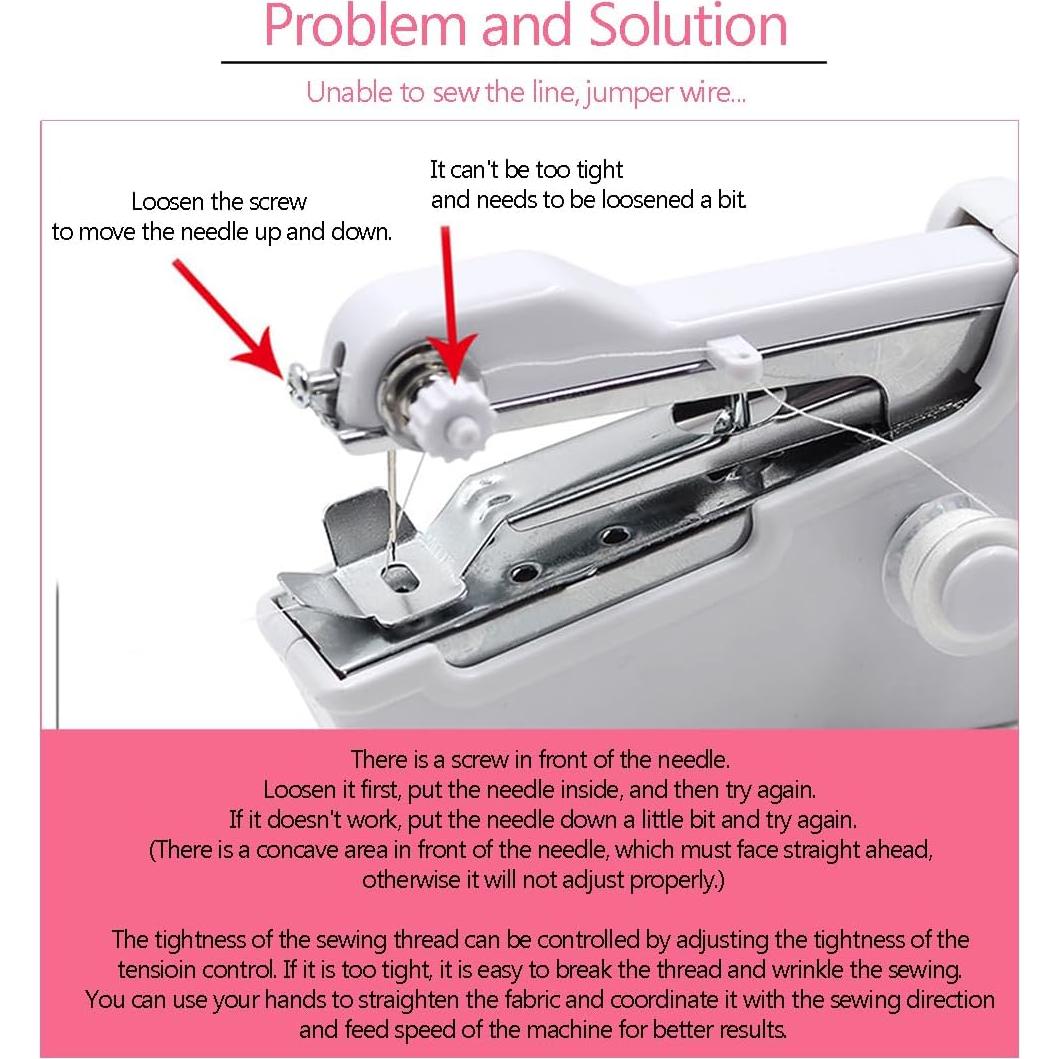Máquina de Coser Portátil Mini PFRJ-A Rosa para Principiantes