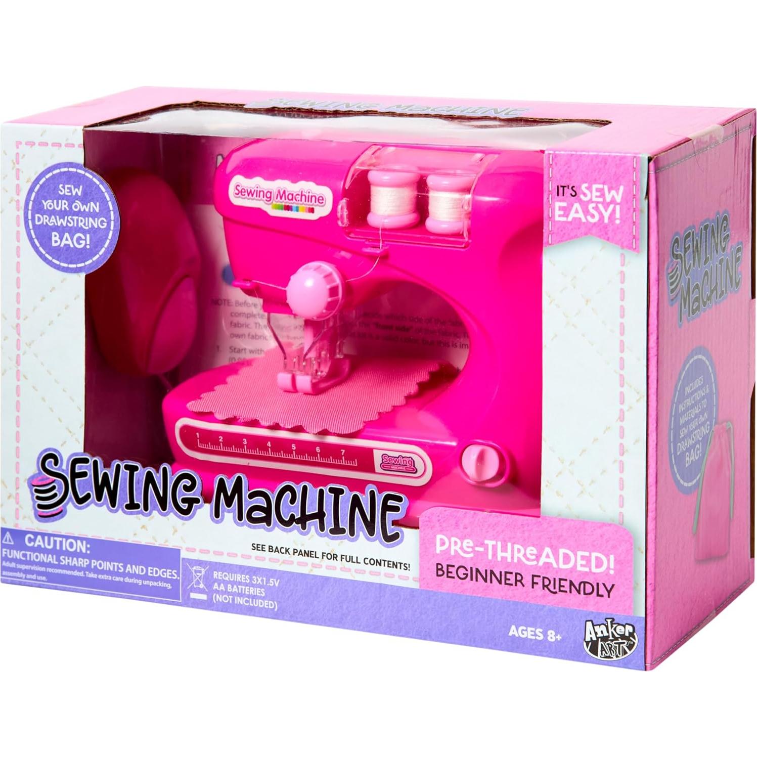 Kit de Costura para Niños Anker Play - Máquina Rosa, 7 Piezas