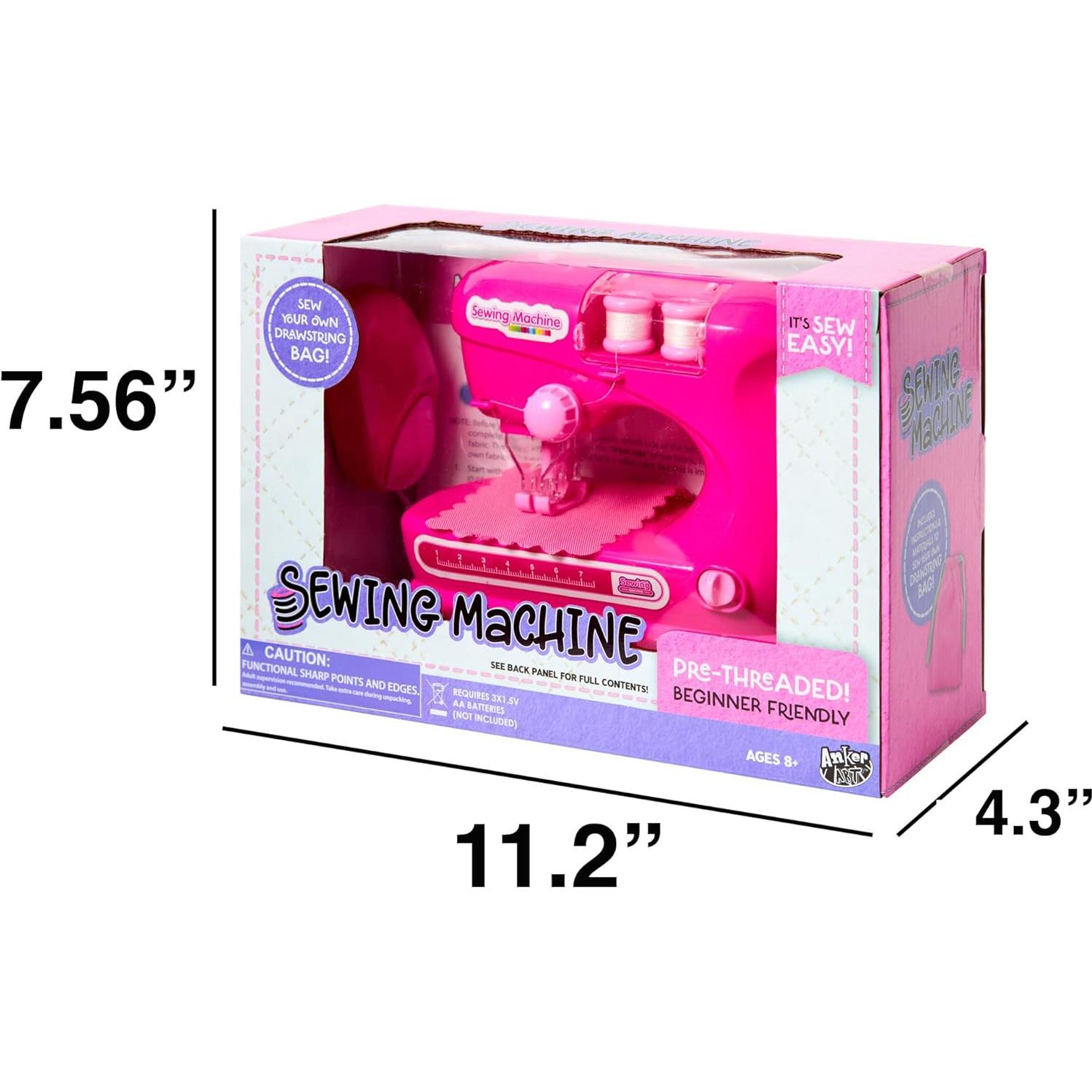 Kit de Costura para Niños Anker Play - Máquina Rosa, 7 Piezas