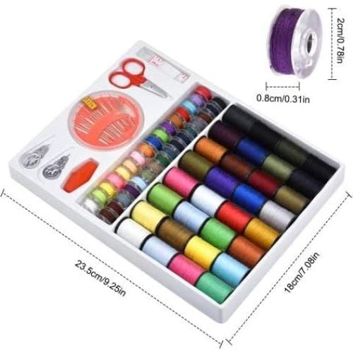 Kit de Costura HQDeal 100pcs - 64 Bobinas de Hilo Multicolor