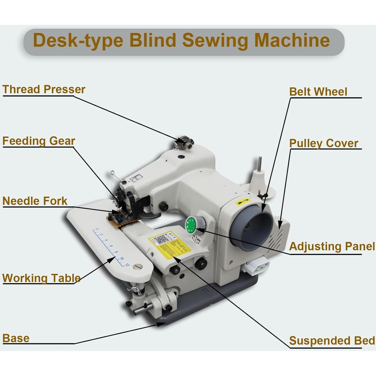 Máquina de Coser Portátil Puntada Ciega 110V 1200 PPM
