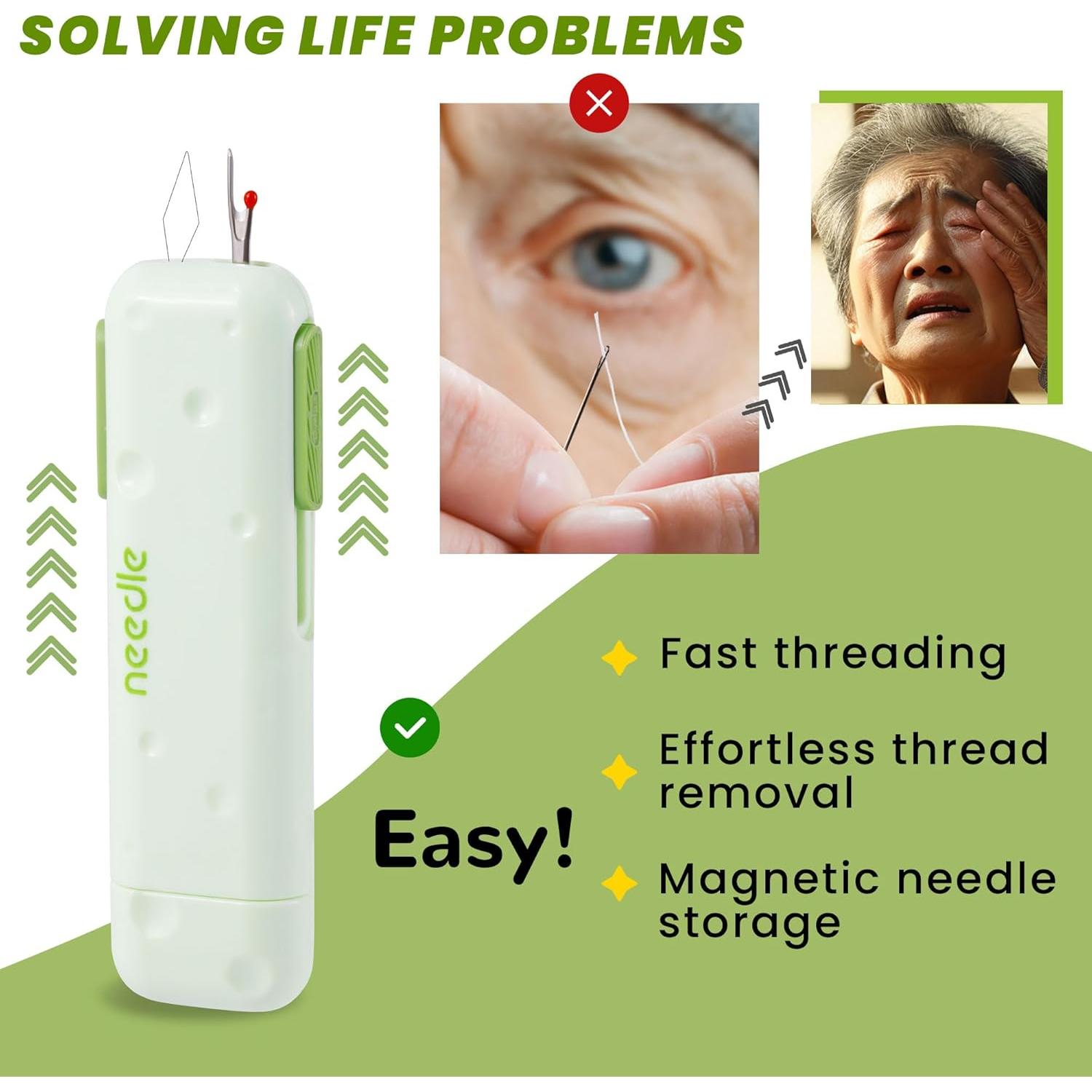 Enhebrador Automático de Agujas 3 en 1 NFAMRZCAR Verde