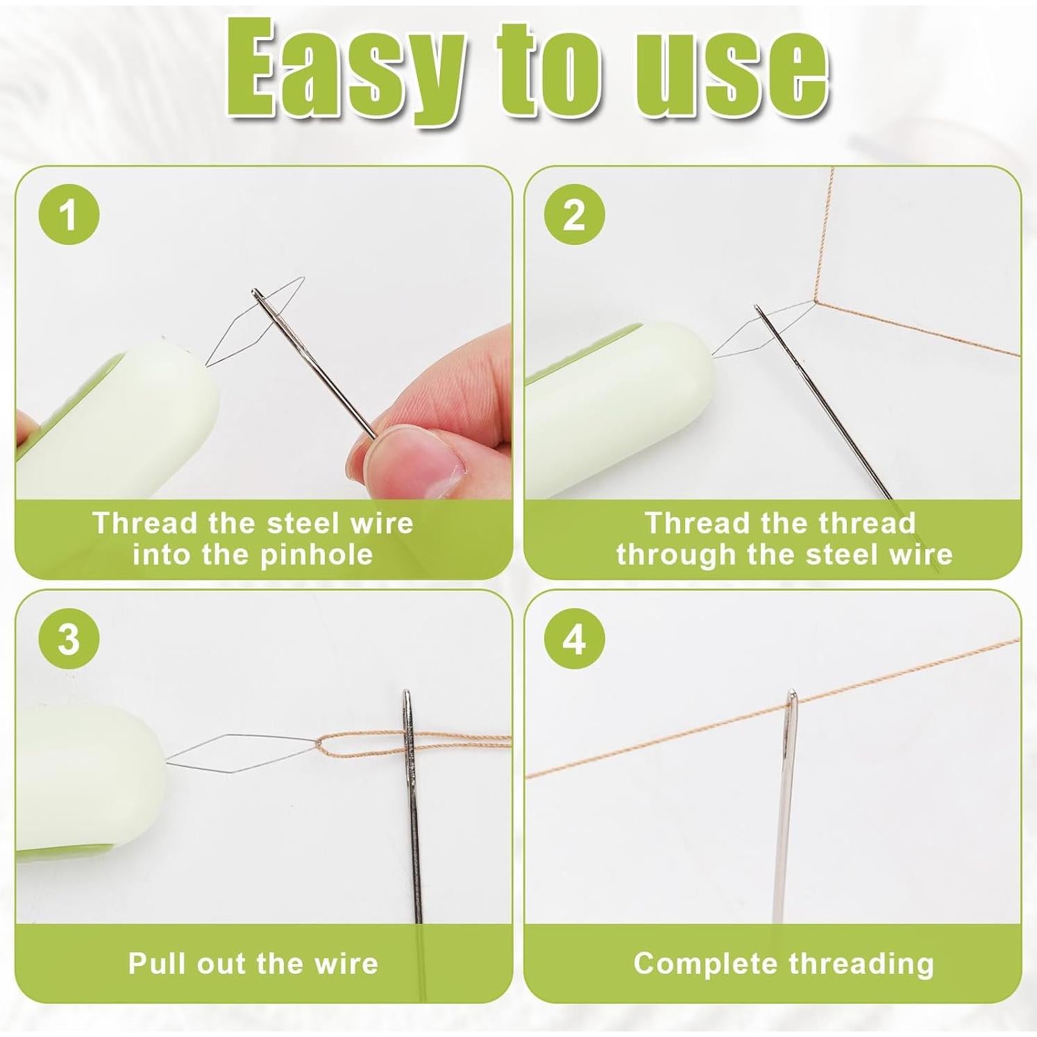 3 Piezas Deshebrador de Agujas 2 en 1 NQEUEPN Verde