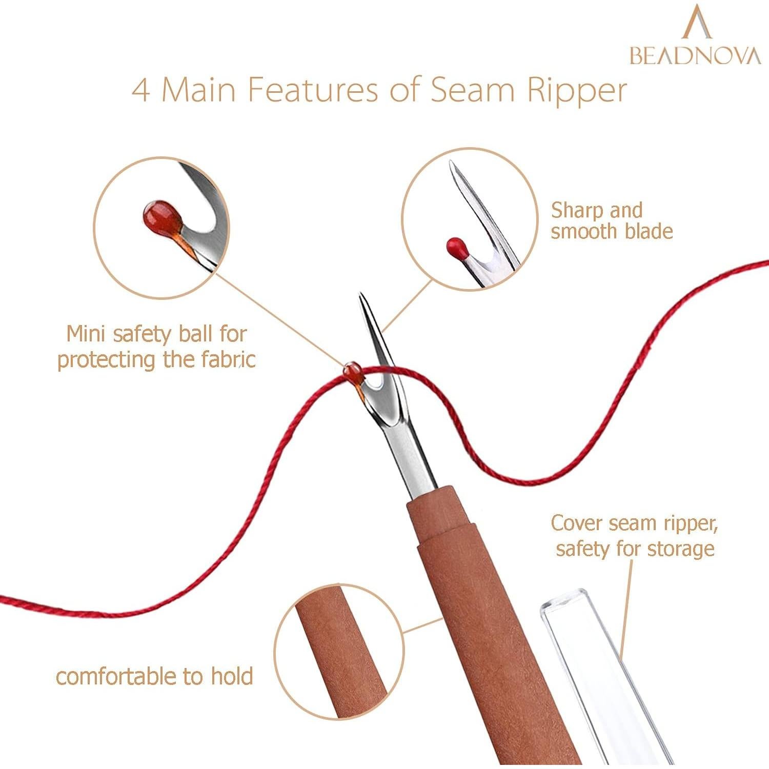 Desgarrador de Costuras BEADNOVA 6 Piezas Mango de Madera
