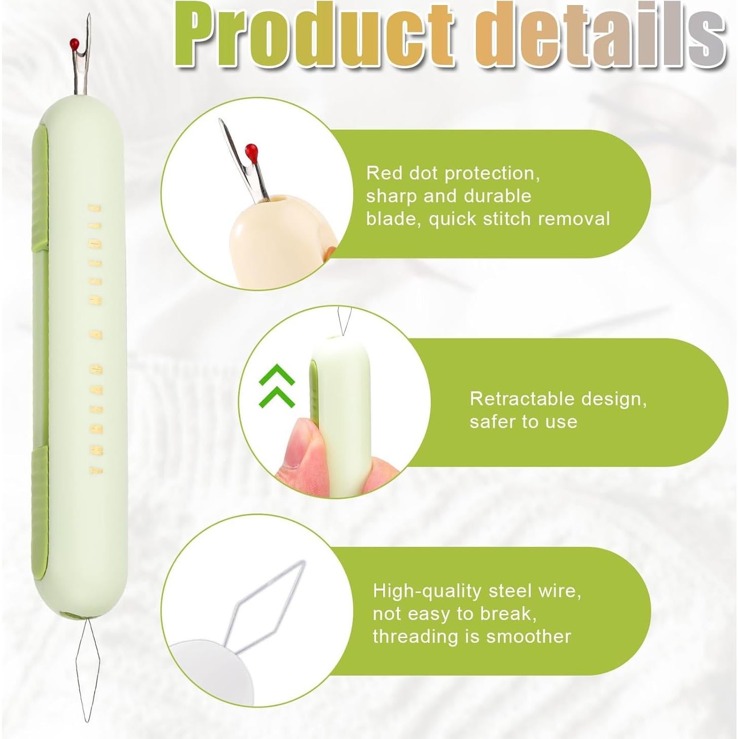 3 Piezas Enhebrador de Agujas y Descosedor 2 en 1 NQEUEPN