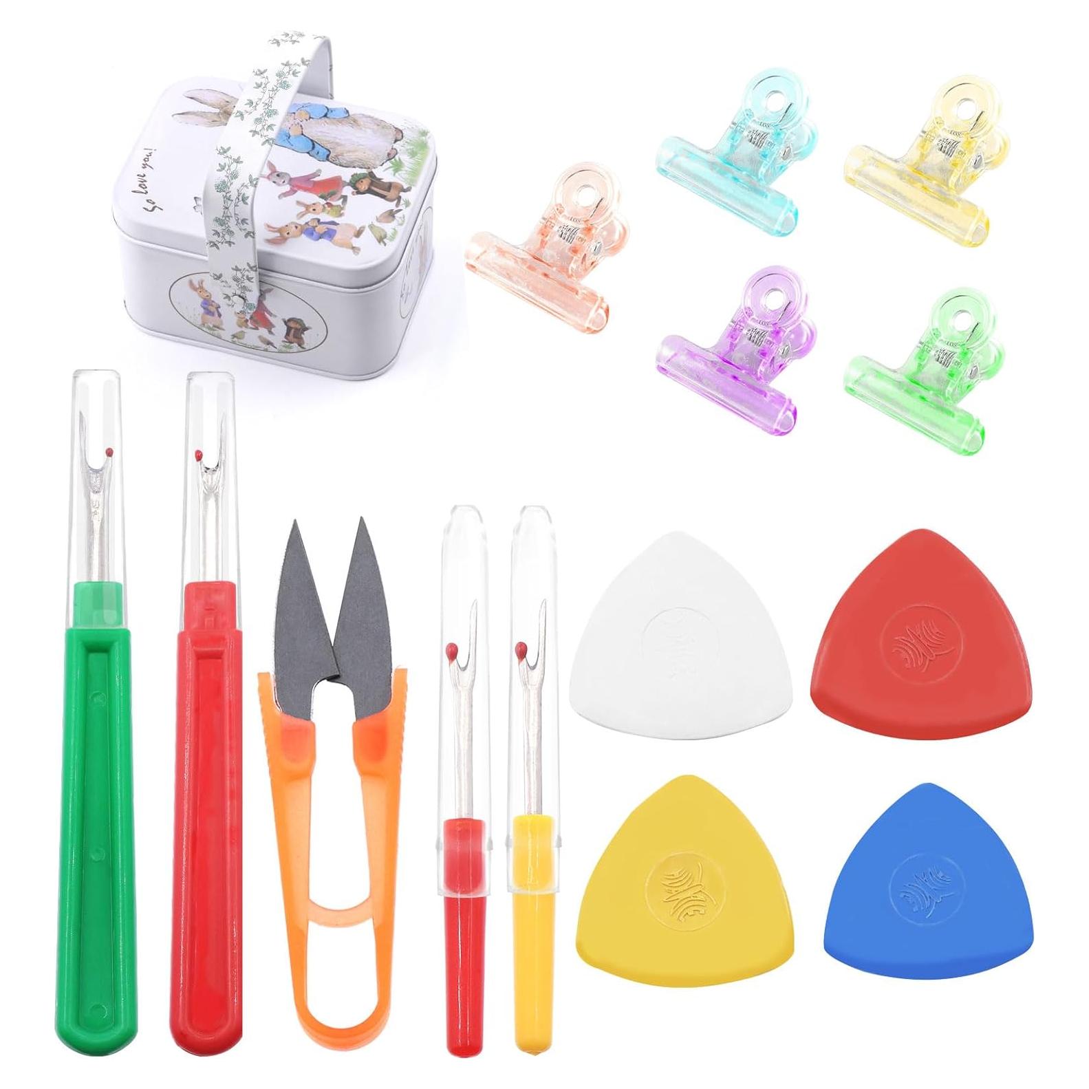 Kit de Costura Glarks 116 Piezas - Descosedores, Tiza, Tijeras, Clips