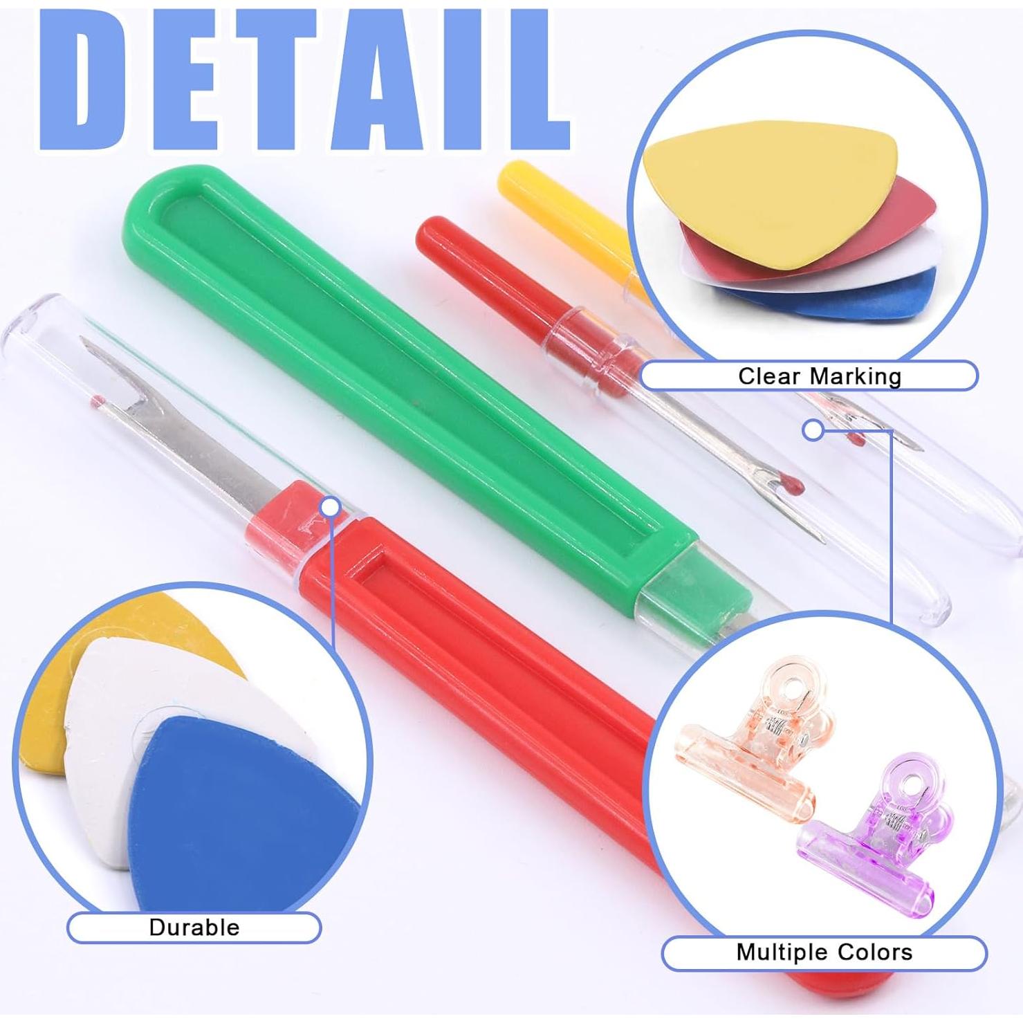 Kit de Costura Glarks 116 Piezas - Descosedores, Tiza, Tijeras, Clips