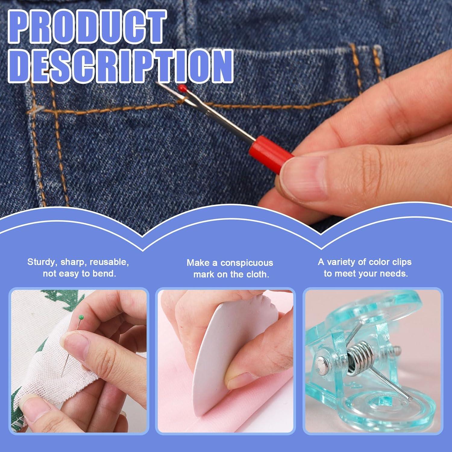 Kit de Costura Glarks 116 Piezas - Descosedores, Tiza, Tijeras, Clips