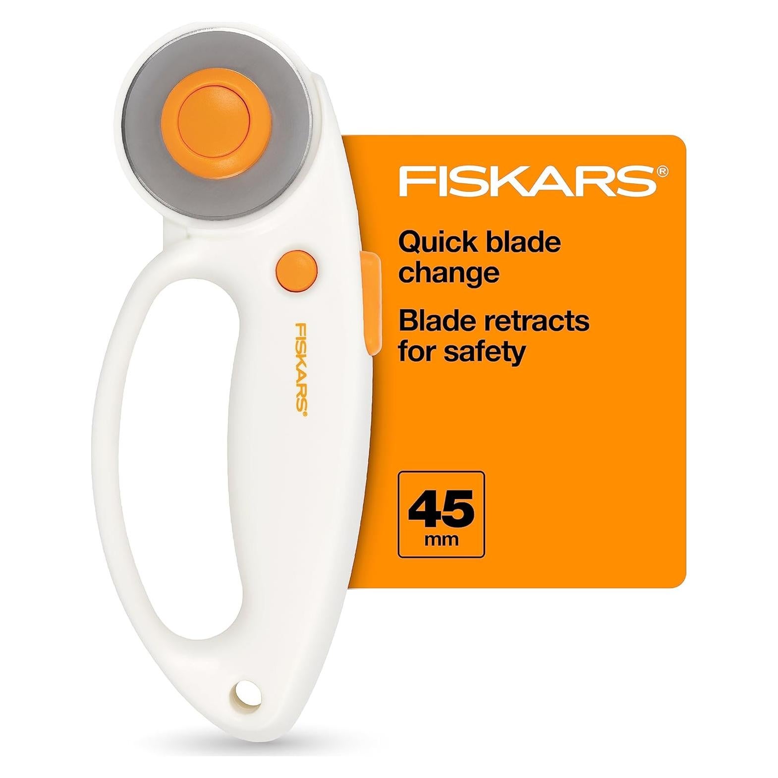 Cortador Rotativo Fiskars 45mm con Mango Ergonómico para Tela