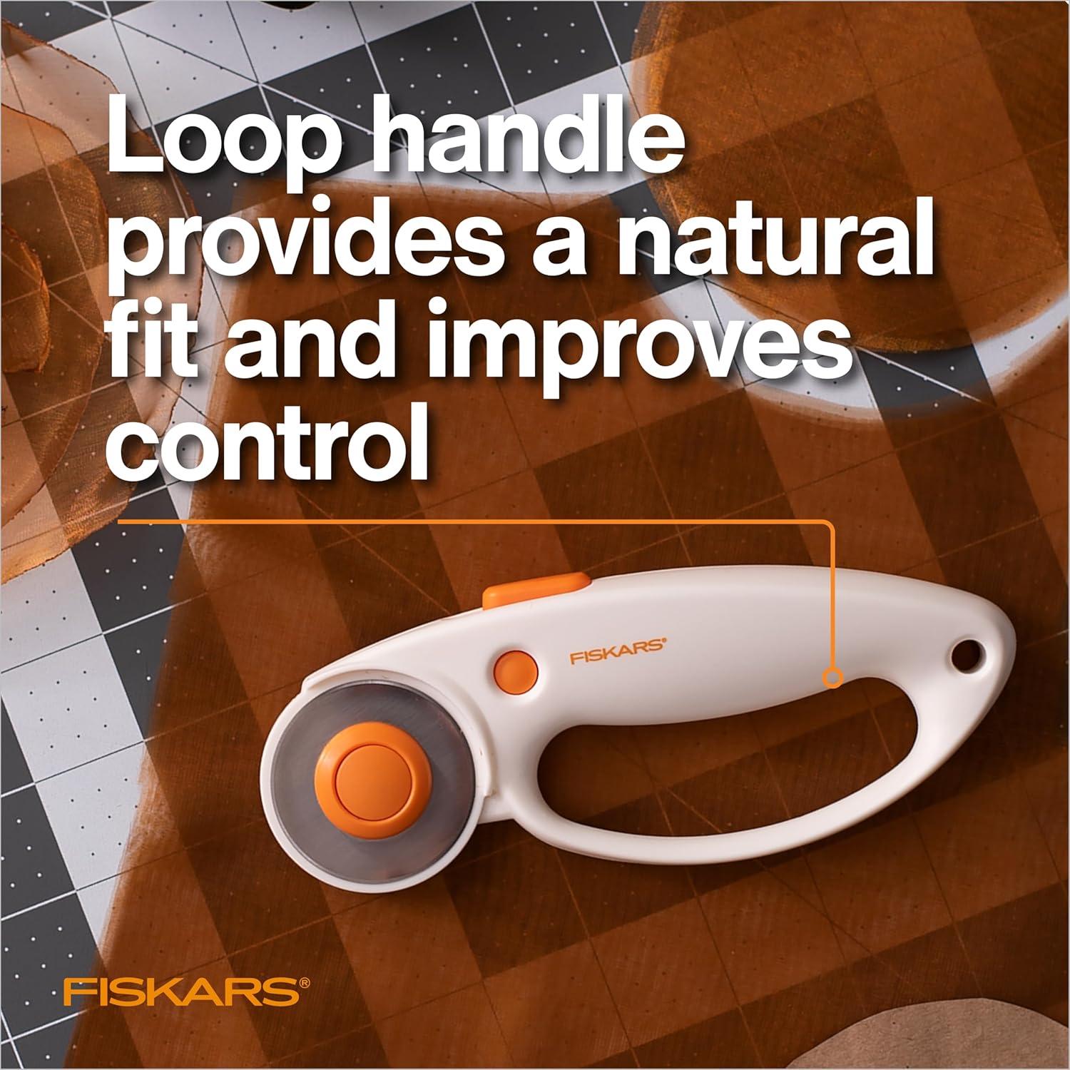 Cortador Rotativo Fiskars 45mm con Mango Ergonómico para Tela