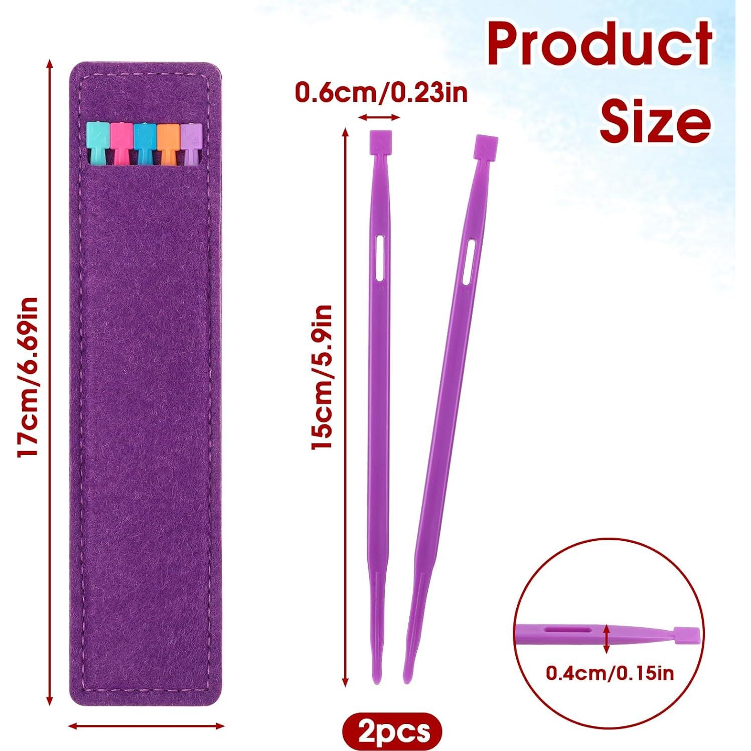 2 Agujas de Coser de Plástico Moradas con Bolsa de Almacenamiento
