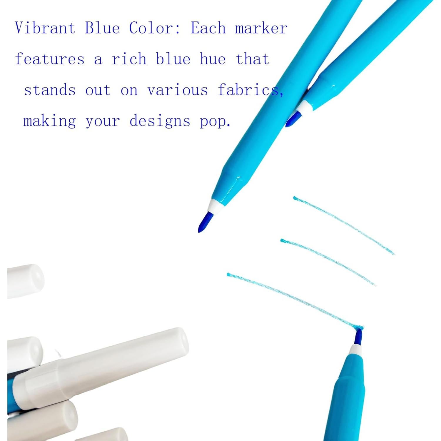 10 Marcadores de Tela Azules Lavables Mijianchuiyan 81.9g