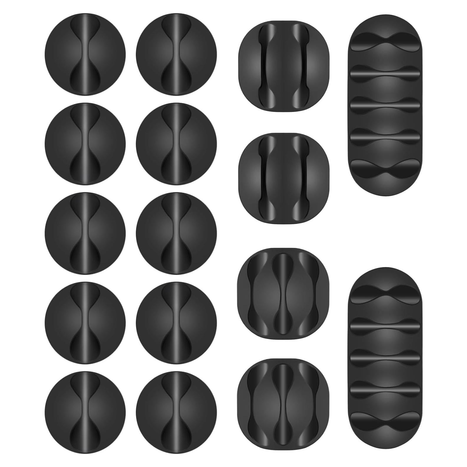 Clips para Cables Shintop, 16 Organizadores Adhesivos Negros