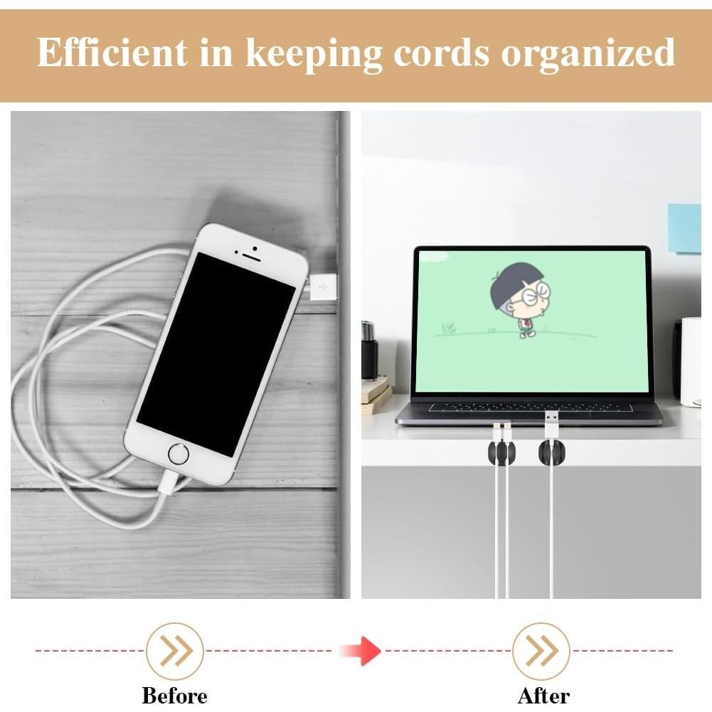 Clips para Cables Shintop, 16 Organizadores Adhesivos Negros