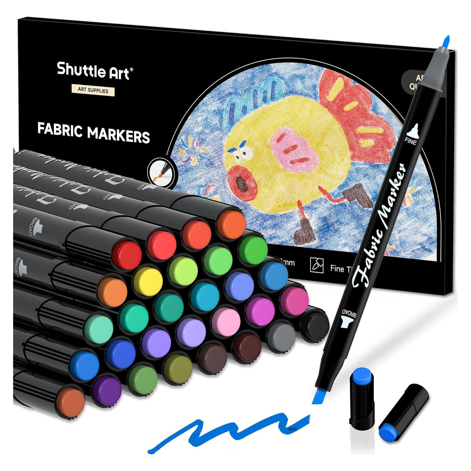 Marcadores de Tela Shuttle Art, 30 Colores, No Tóxicos