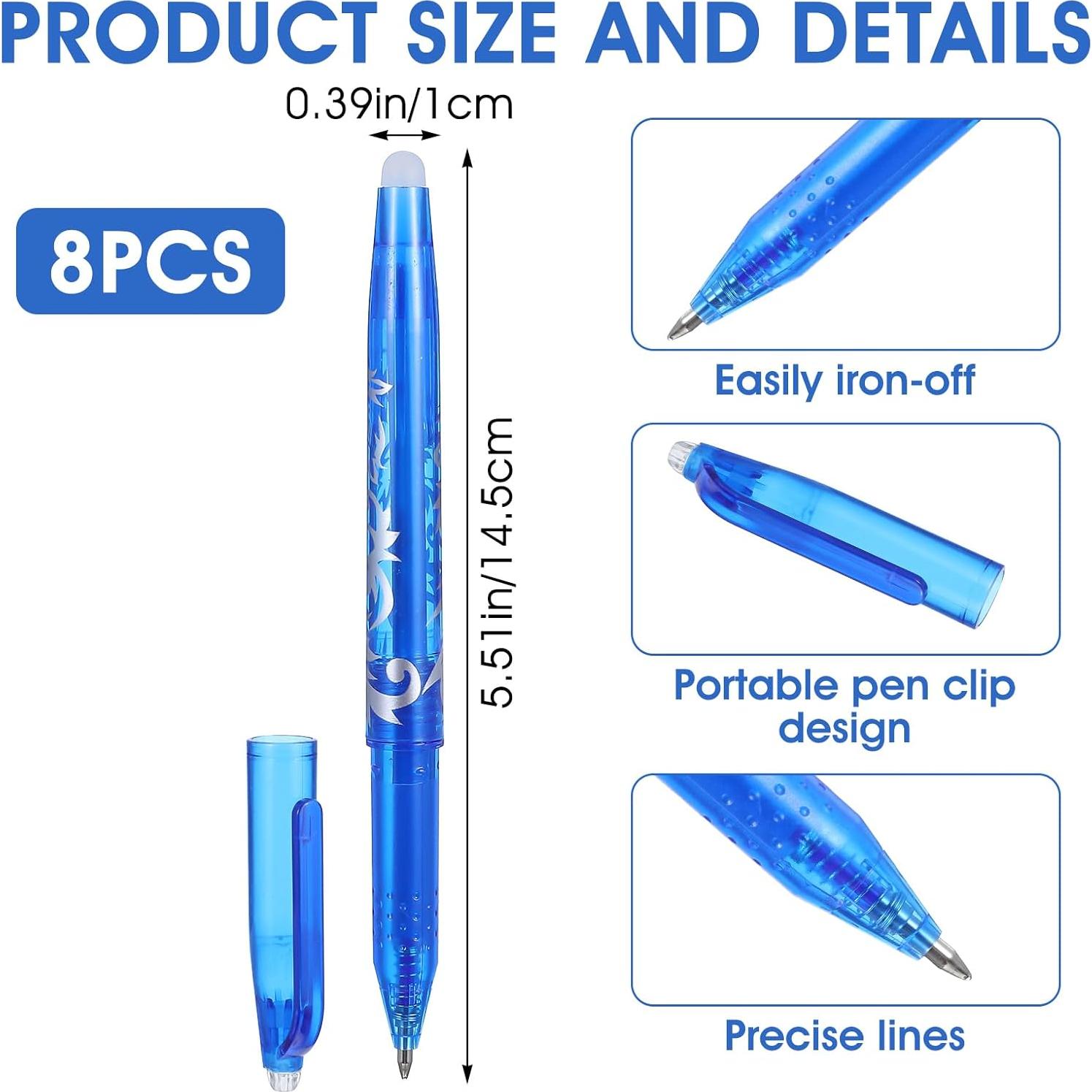 8 Bolígrafos Borrables por Calor Hpmjz para Tela 0.5mm