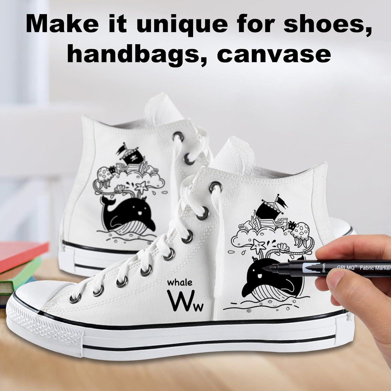 Marcadores de Tela Negros GPLMQ - Doble Punta 1-3mm, 6 Unidades