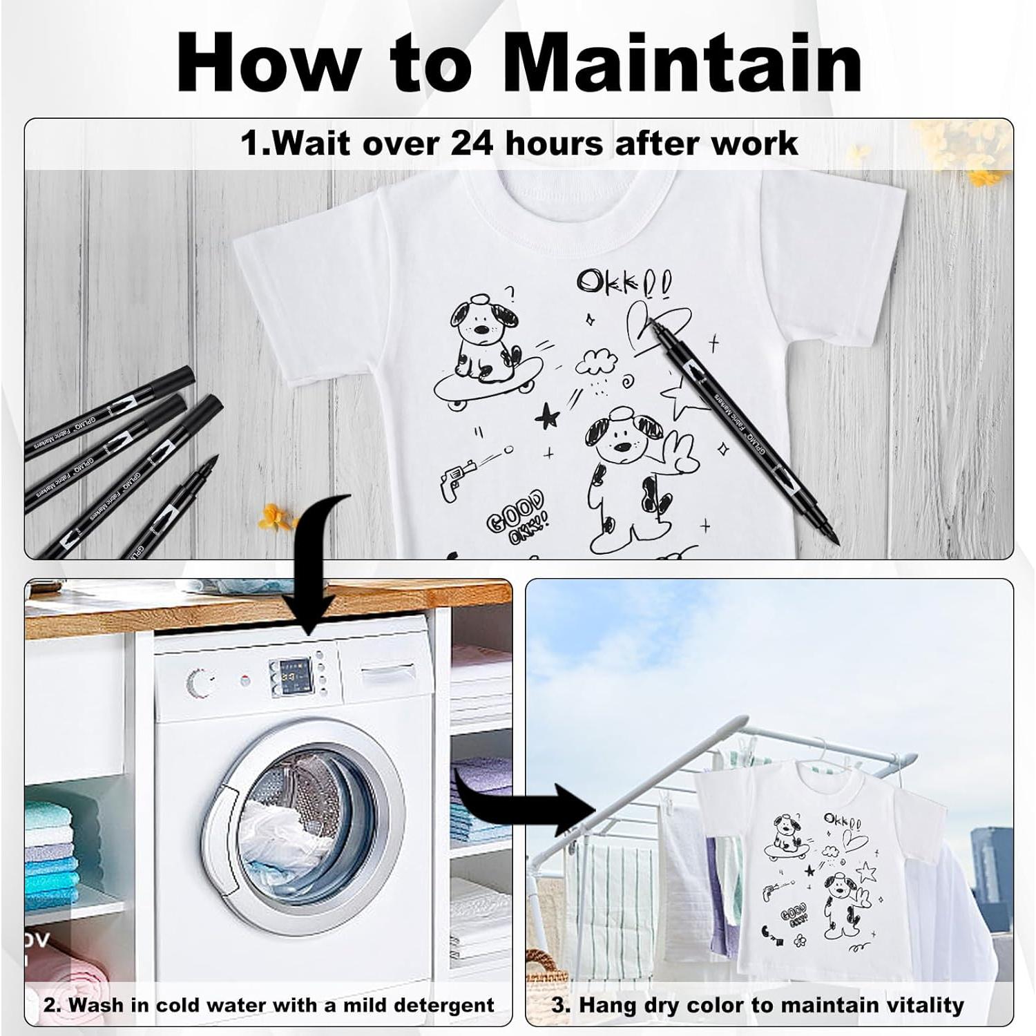 Marcadores de Tela Negros GPLMQ - Doble Punta 1-3mm, 6 Unidades