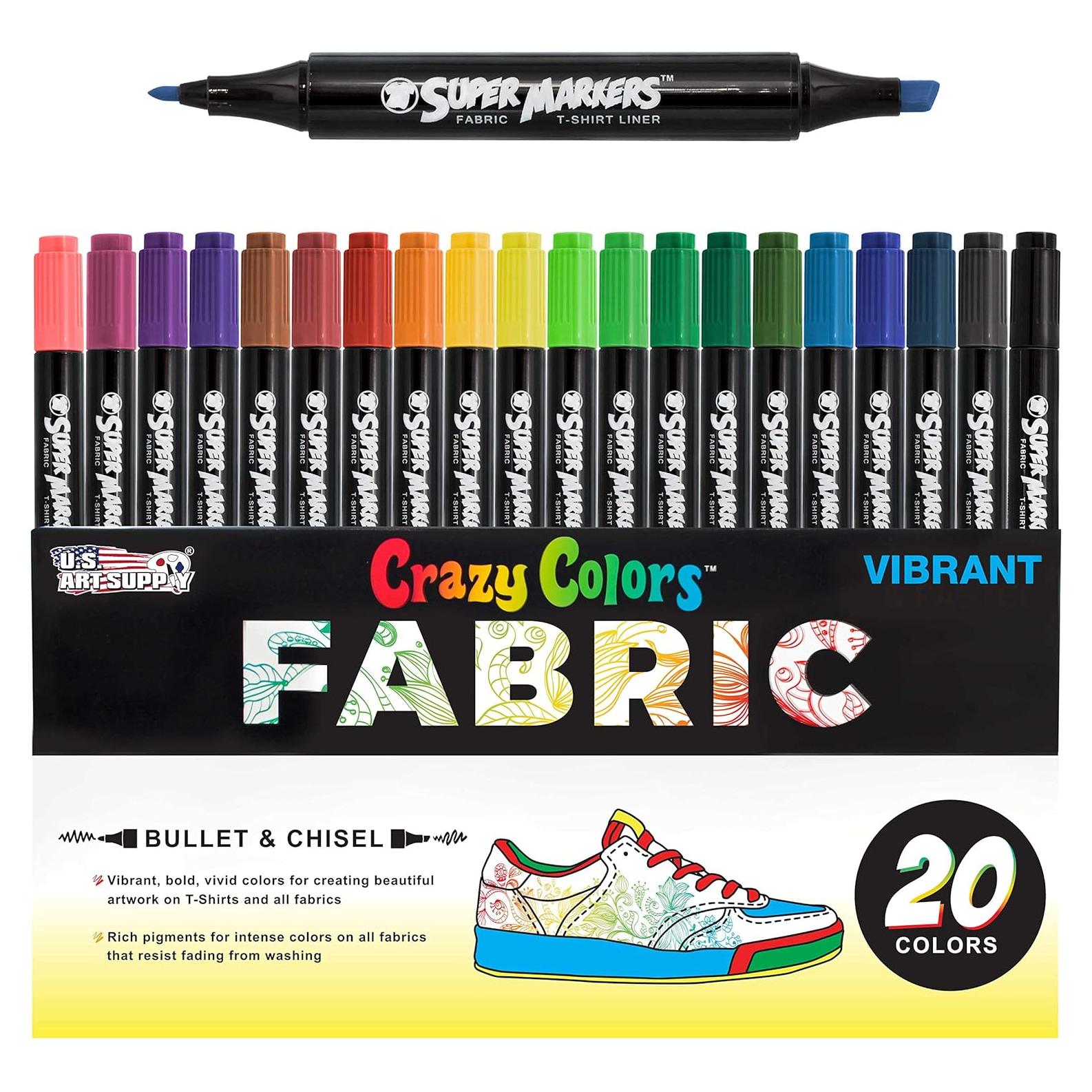 Juego de Marcadores de Tela U.S. Art Supply 20 Colores Doble Punta