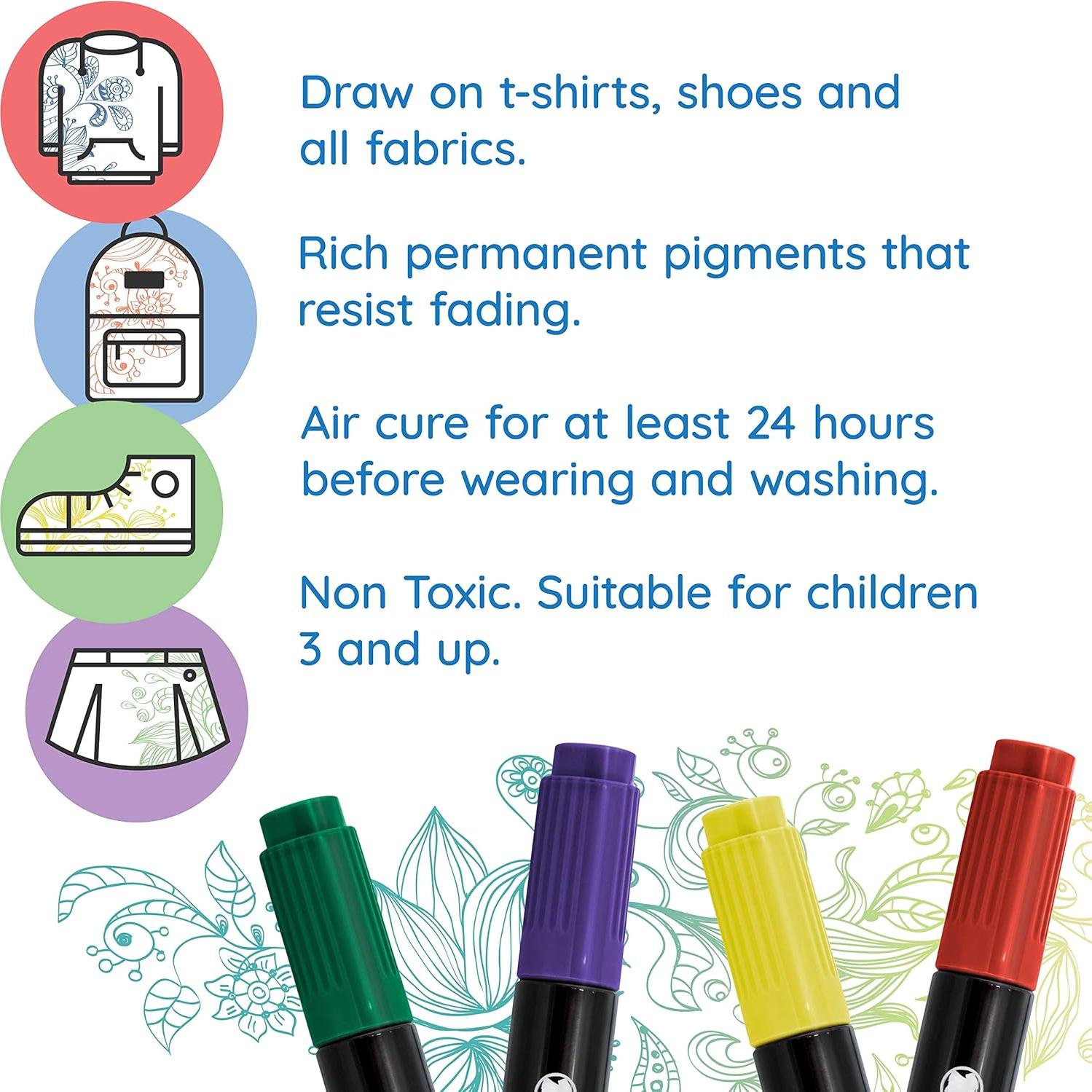 Juego de Marcadores de Tela U.S. Art Supply 20 Colores Doble Punta