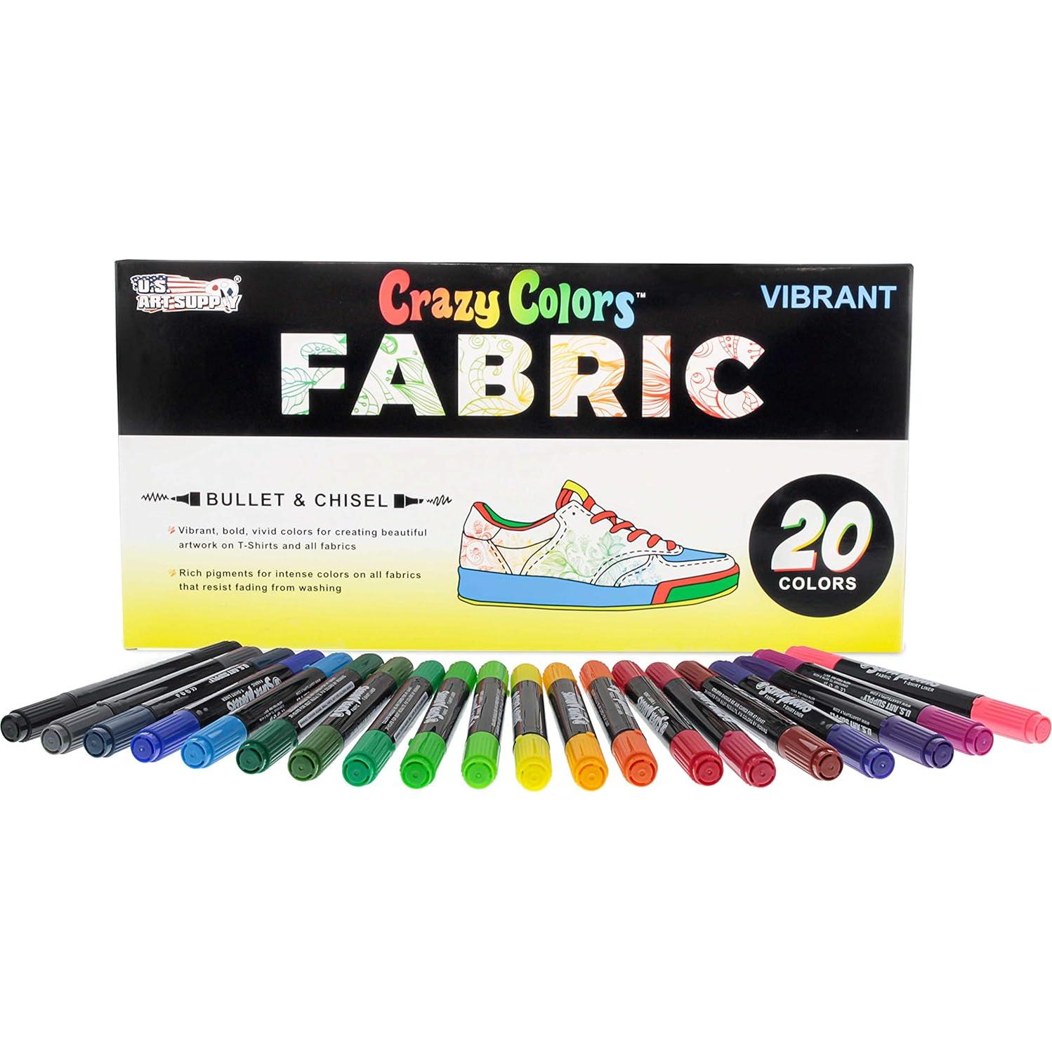 Juego de Marcadores de Tela U.S. Art Supply 20 Colores Doble Punta