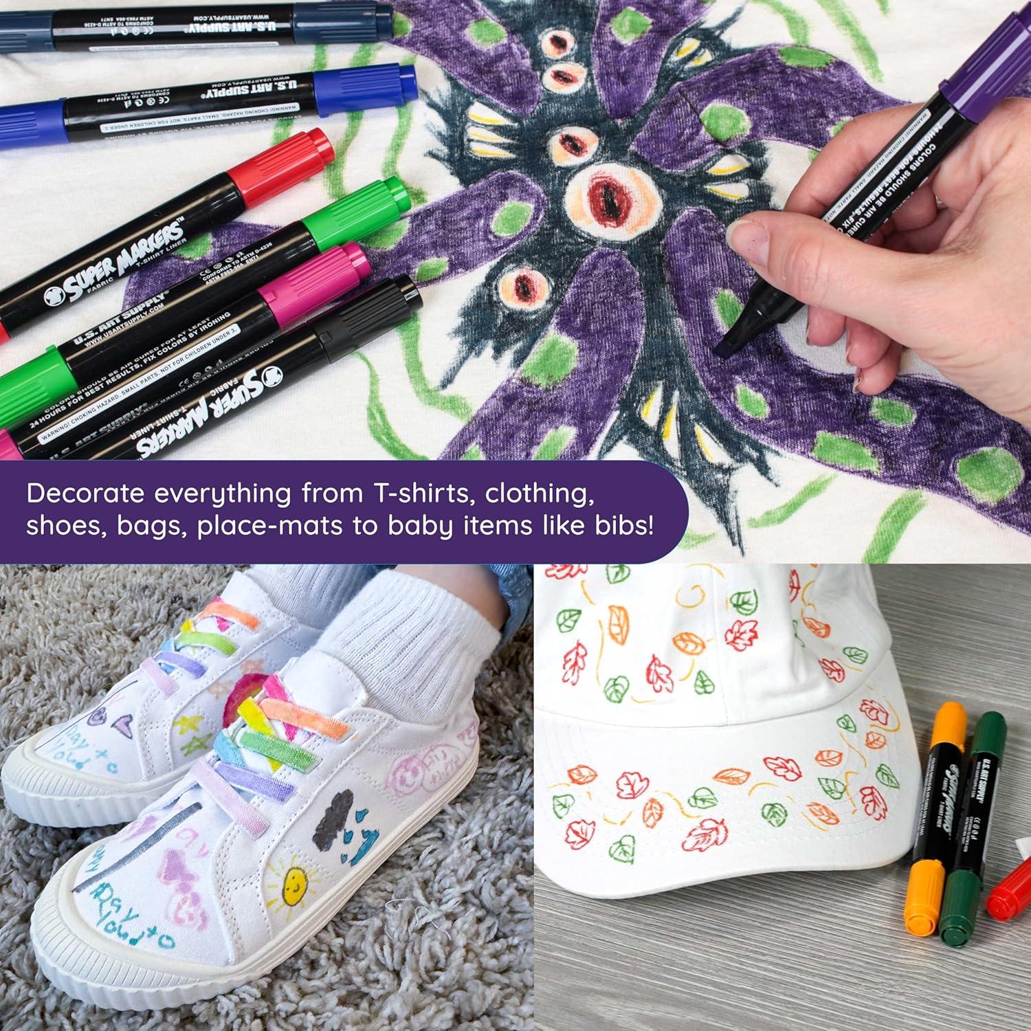 Juego de Marcadores de Tela U.S. Art Supply 20 Colores Doble Punta