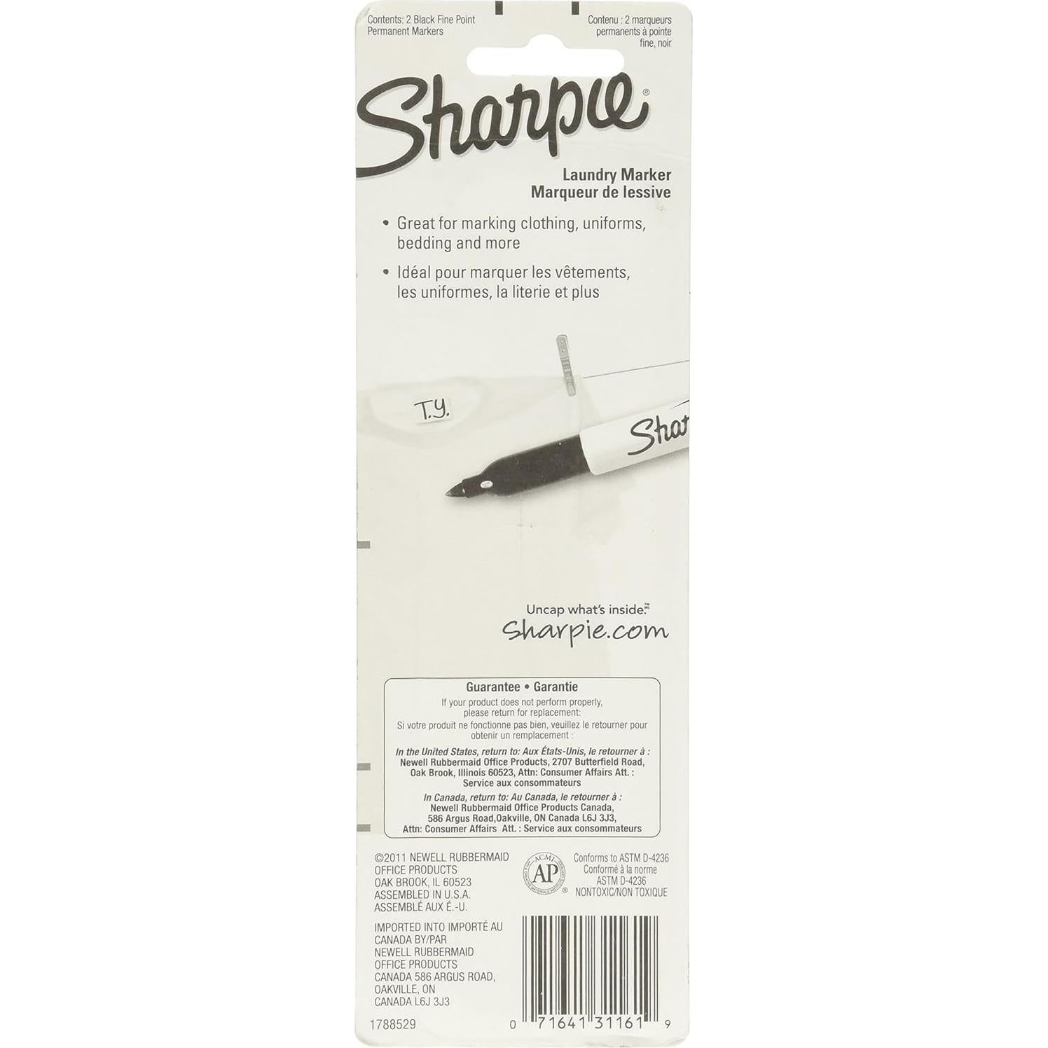 Marcadores de lavandería Sharpie Rub-a-Dub Negro 2 unidades