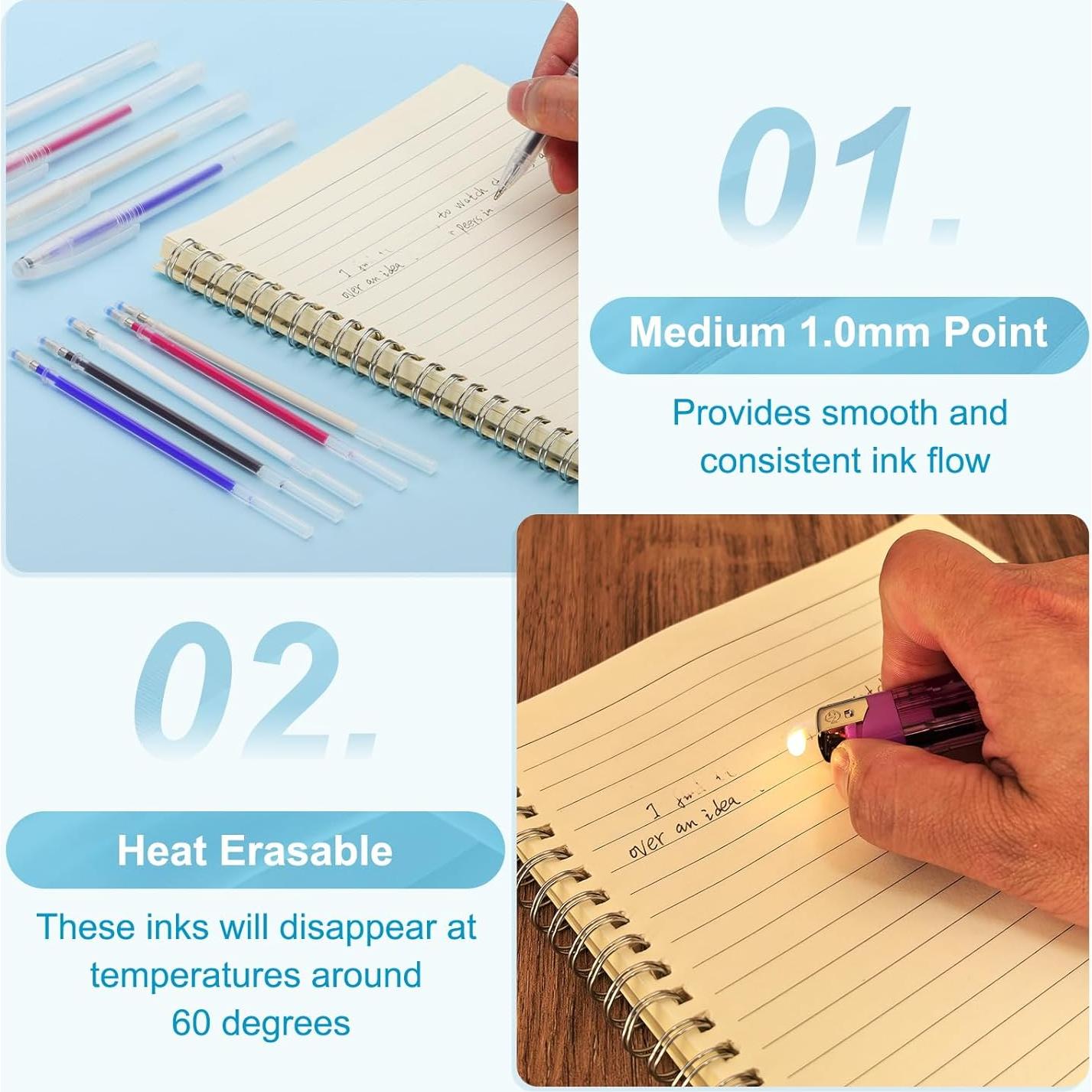 Recargas de Bolígrafos Borrables PATIKIL 10 Pcs 1mm Beige