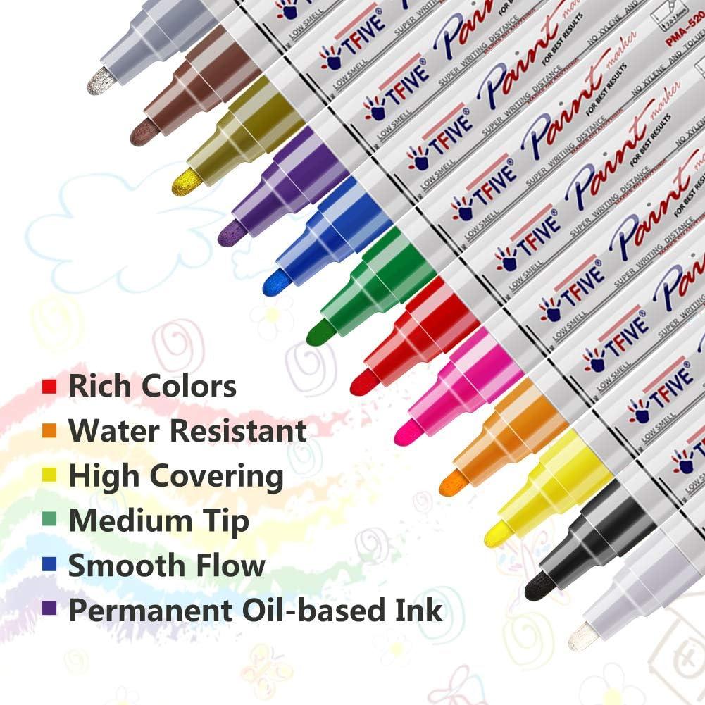 Marcadores de Pintura TFIVE Set de 12 Colores a Base de Aceite