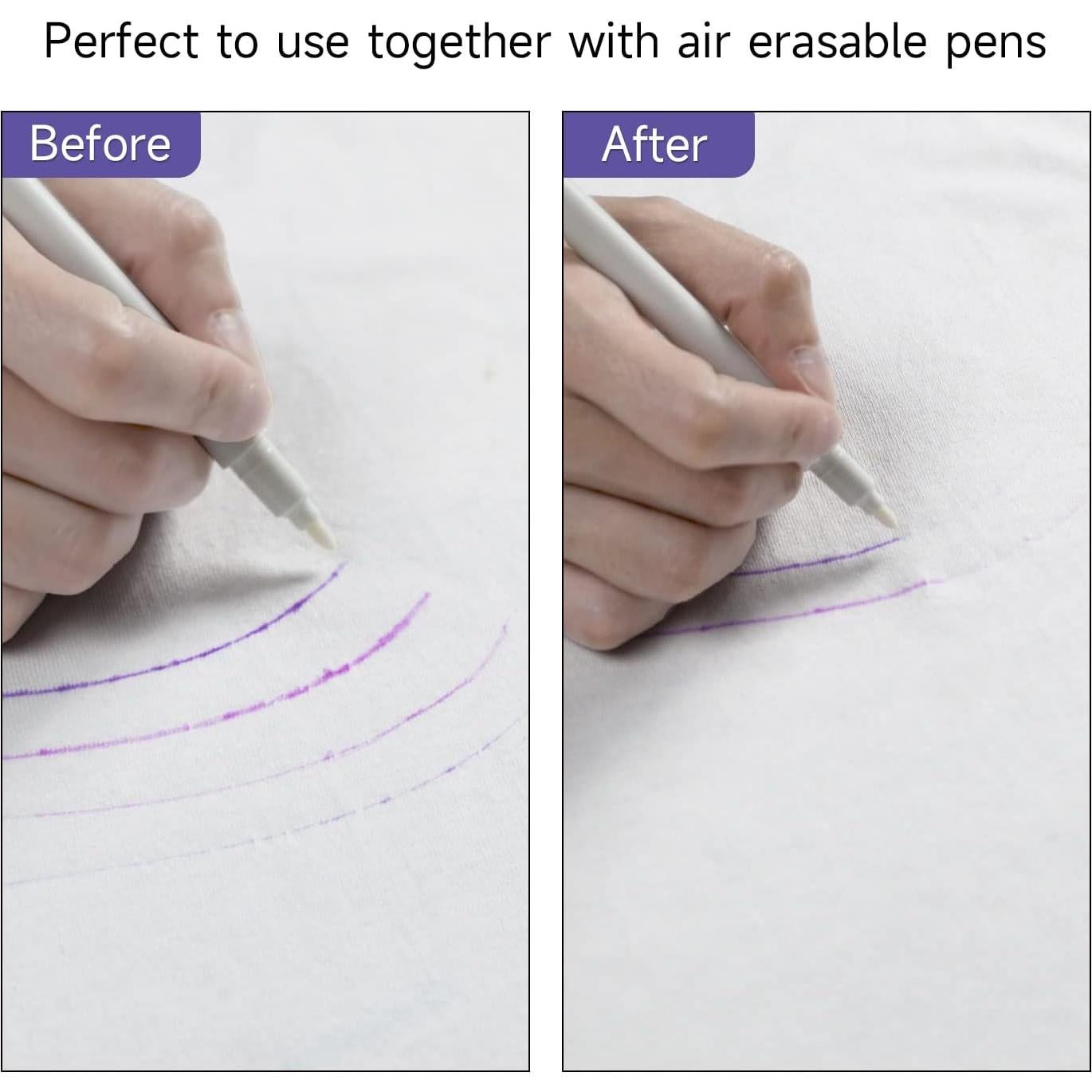 Bolígrafo Borrable por Aire Kearing - 5 Unidades (2 Rosa, 2 Violeta, 1 Borrador)