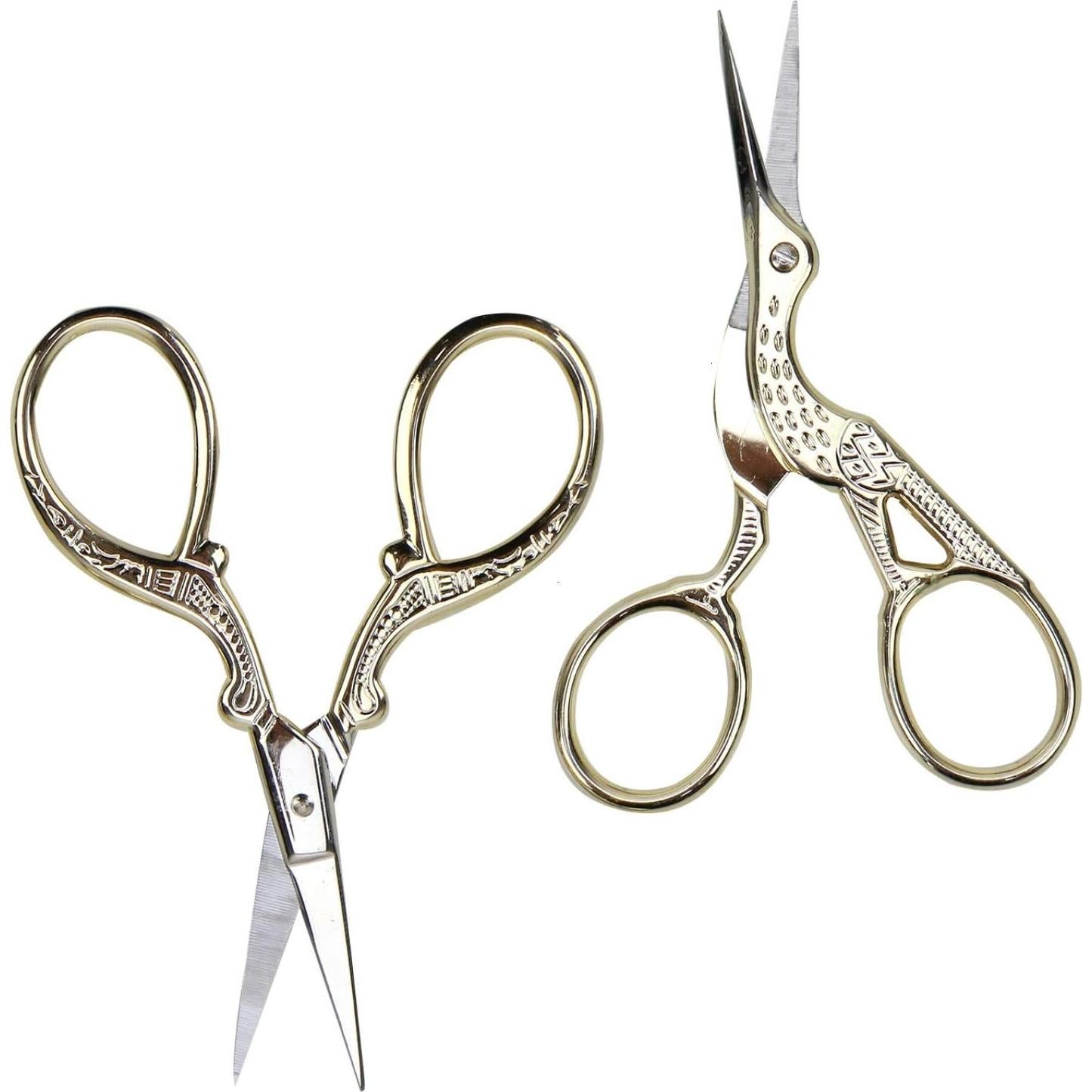 Tijeras de Bordado AQUEENLY 2 Pcs Acero Inoxidable Dorado 10 cm
