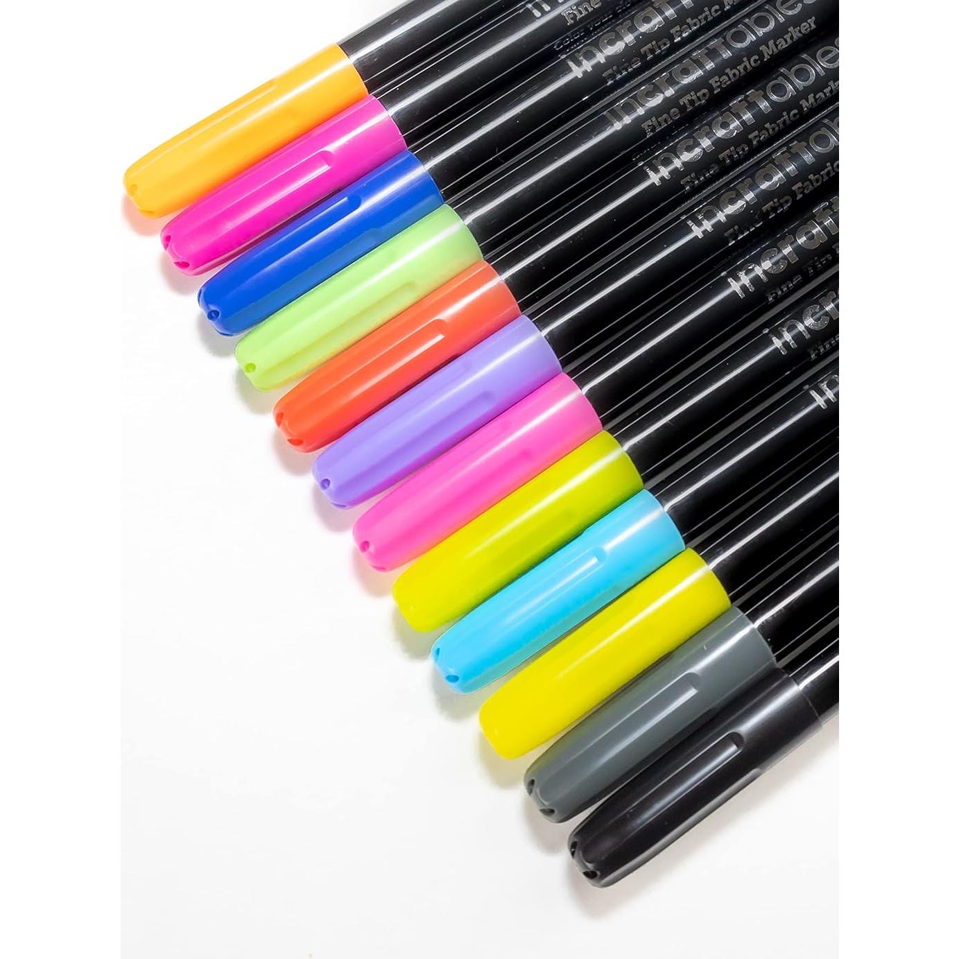 Marcadores de Tela Permanentes Incraftables - 12 Colores Multicolor